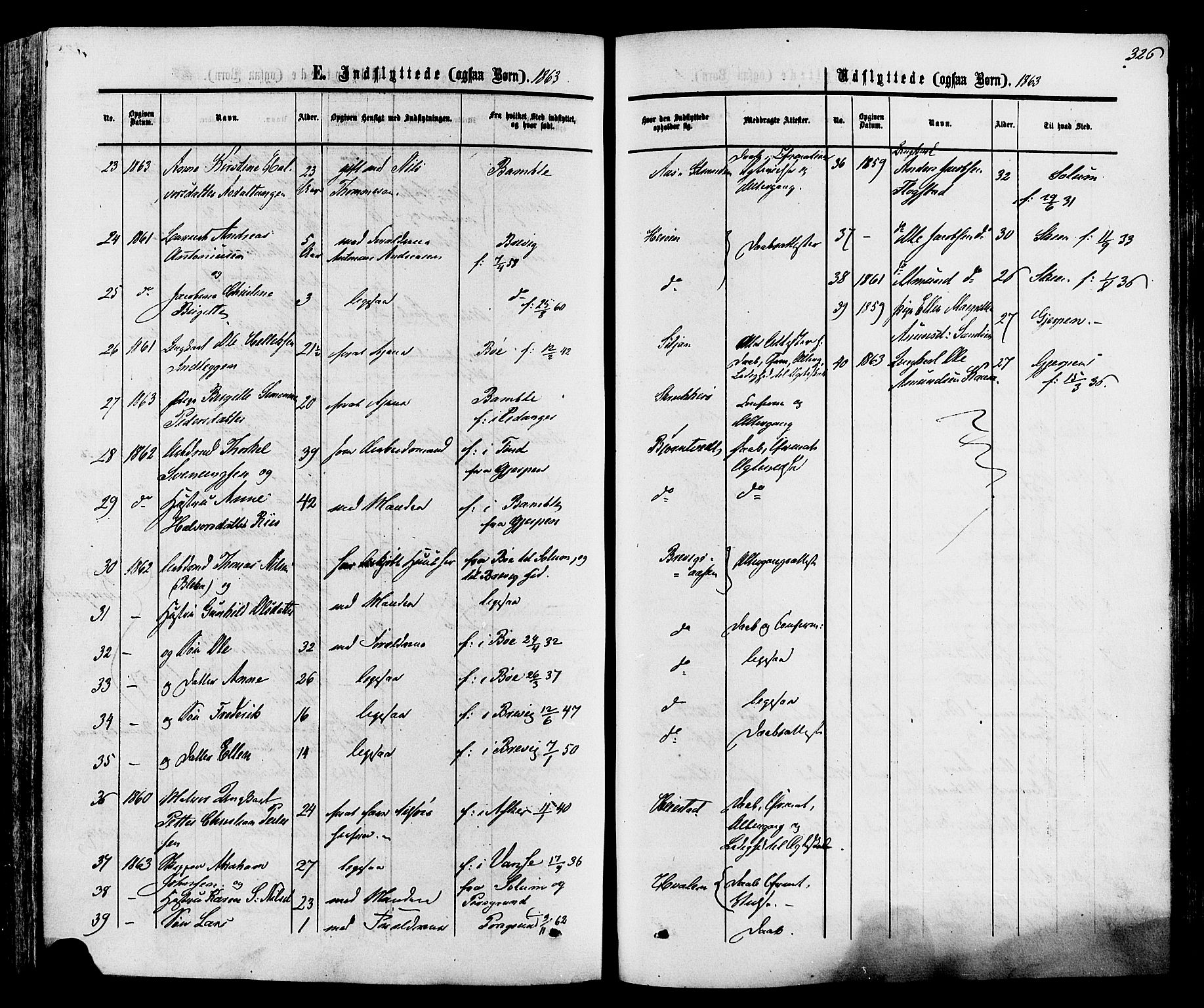 Eidanger kirkebøker, AV/SAKO-A-261/F/Fa/L0010: Parish register (official) no. 10, 1859-1874, p. 326