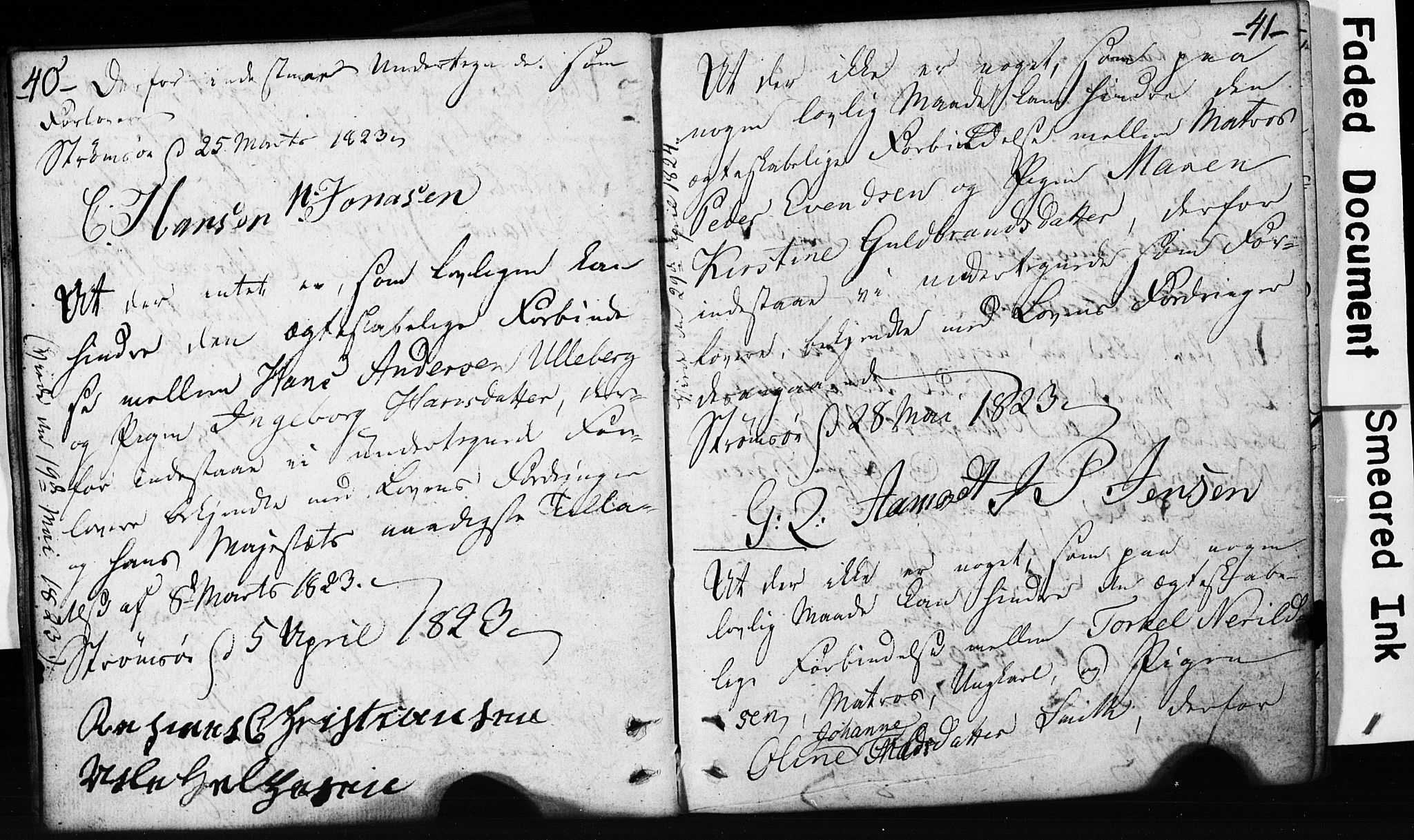Strømsø kirkebøker, AV/SAKO-A-246/H/Hb/L0002: Best man's statements no. 2, 1815-1857, p. 40-41