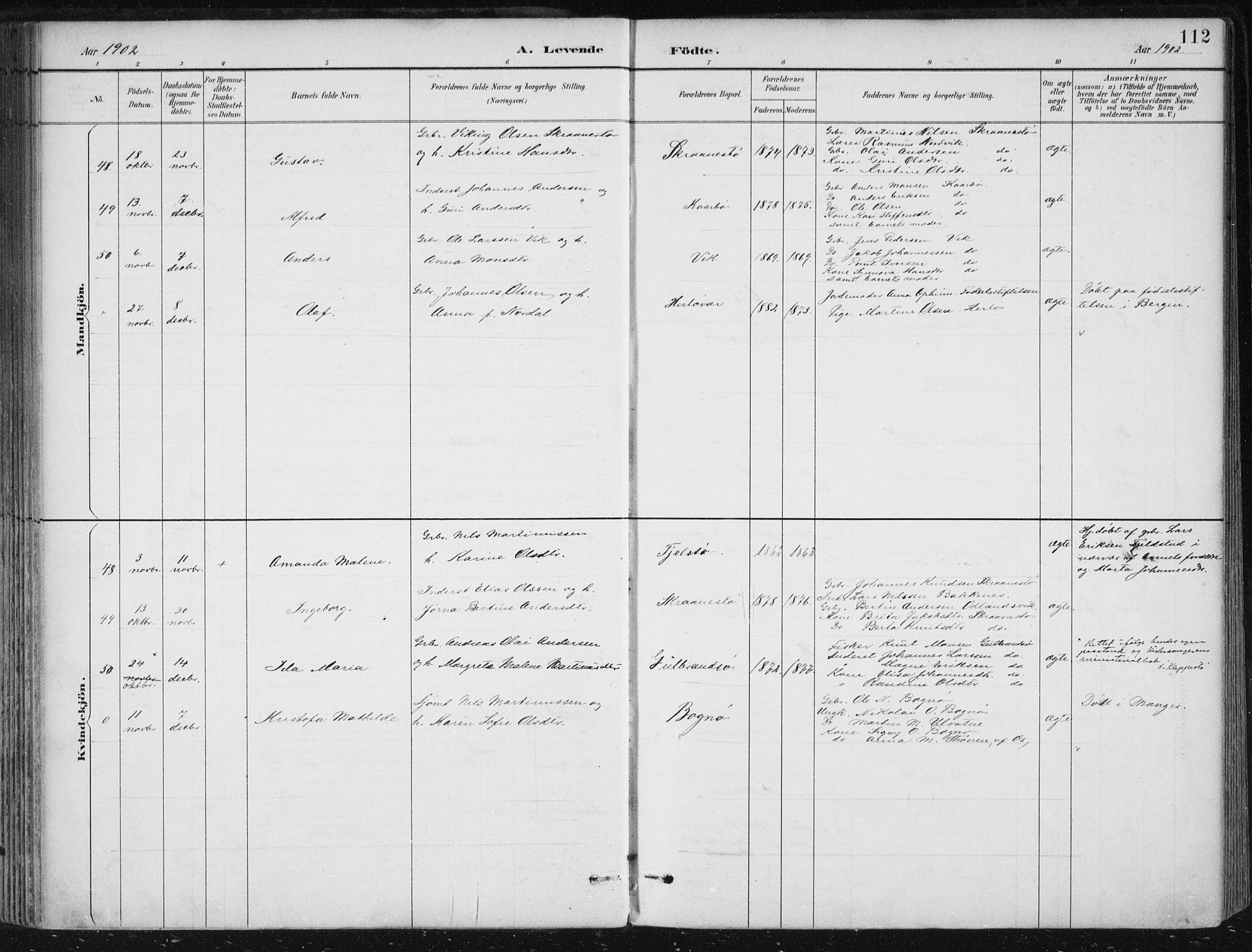 Herdla Sokneprestembete, SAB/A-75701/H/Haa: Parish register (official) no. A 4, 1891-1905, p. 112