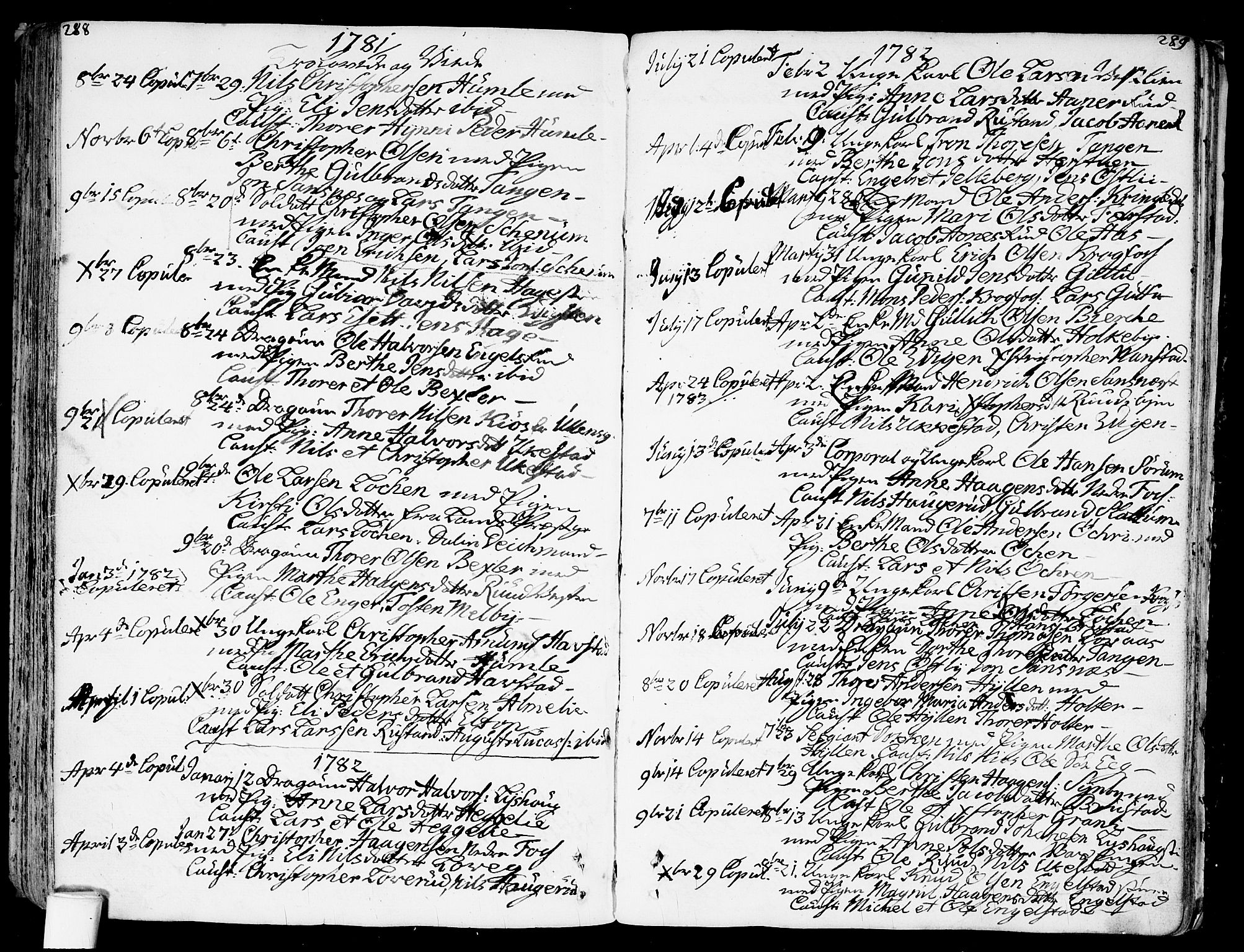 Nannestad prestekontor Kirkebøker, SAO/A-10414a/F/Fa/L0007: Parish register (official) no. I 7, 1754-1791, p. 288-289