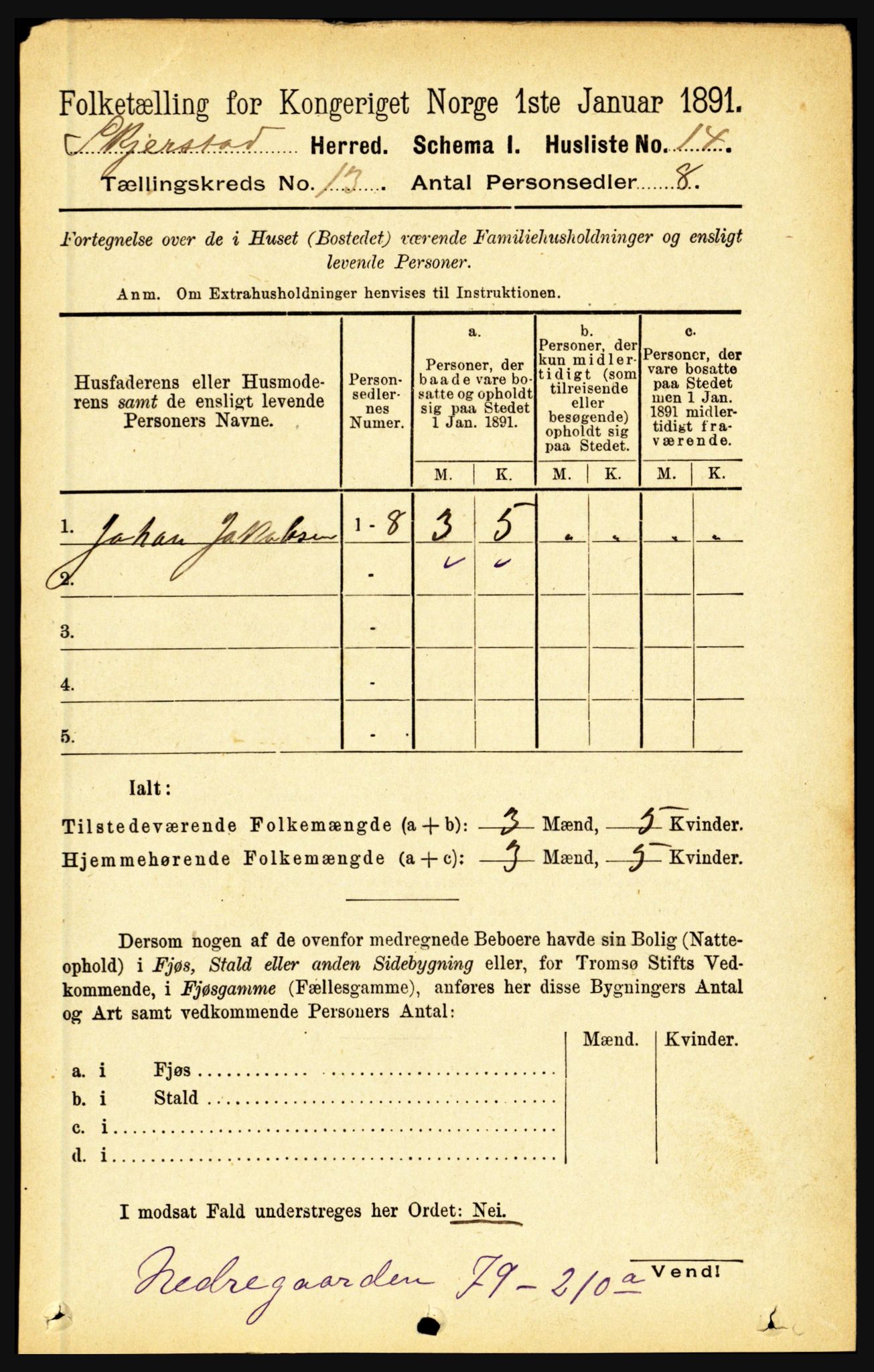 RA, 1891 census for 1842 Skjerstad, 1891, p. 4325