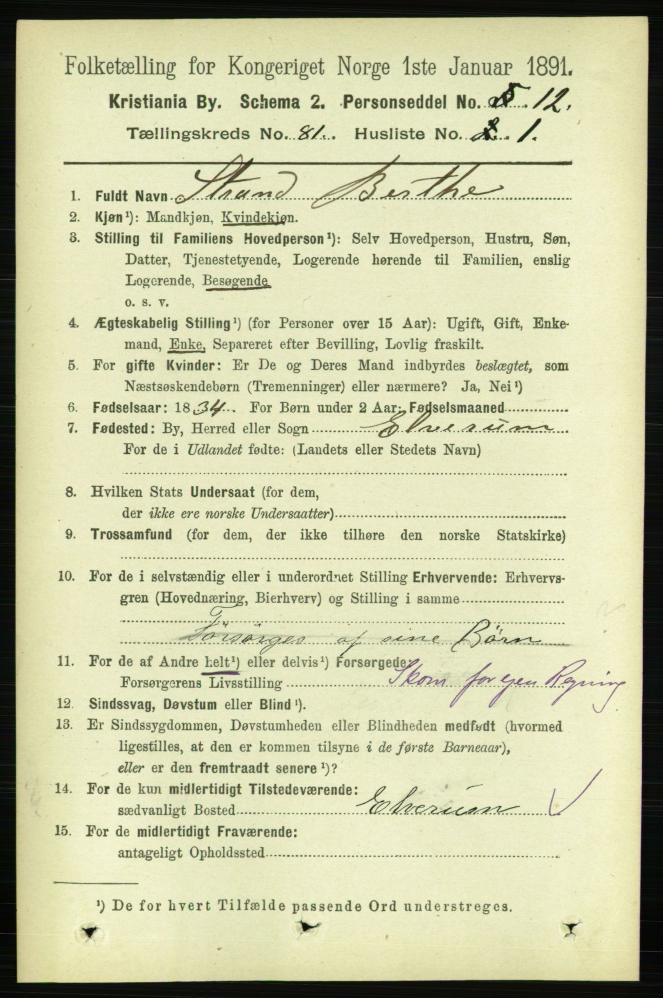 RA, 1891 census for 0301 Kristiania, 1891, p. 41536