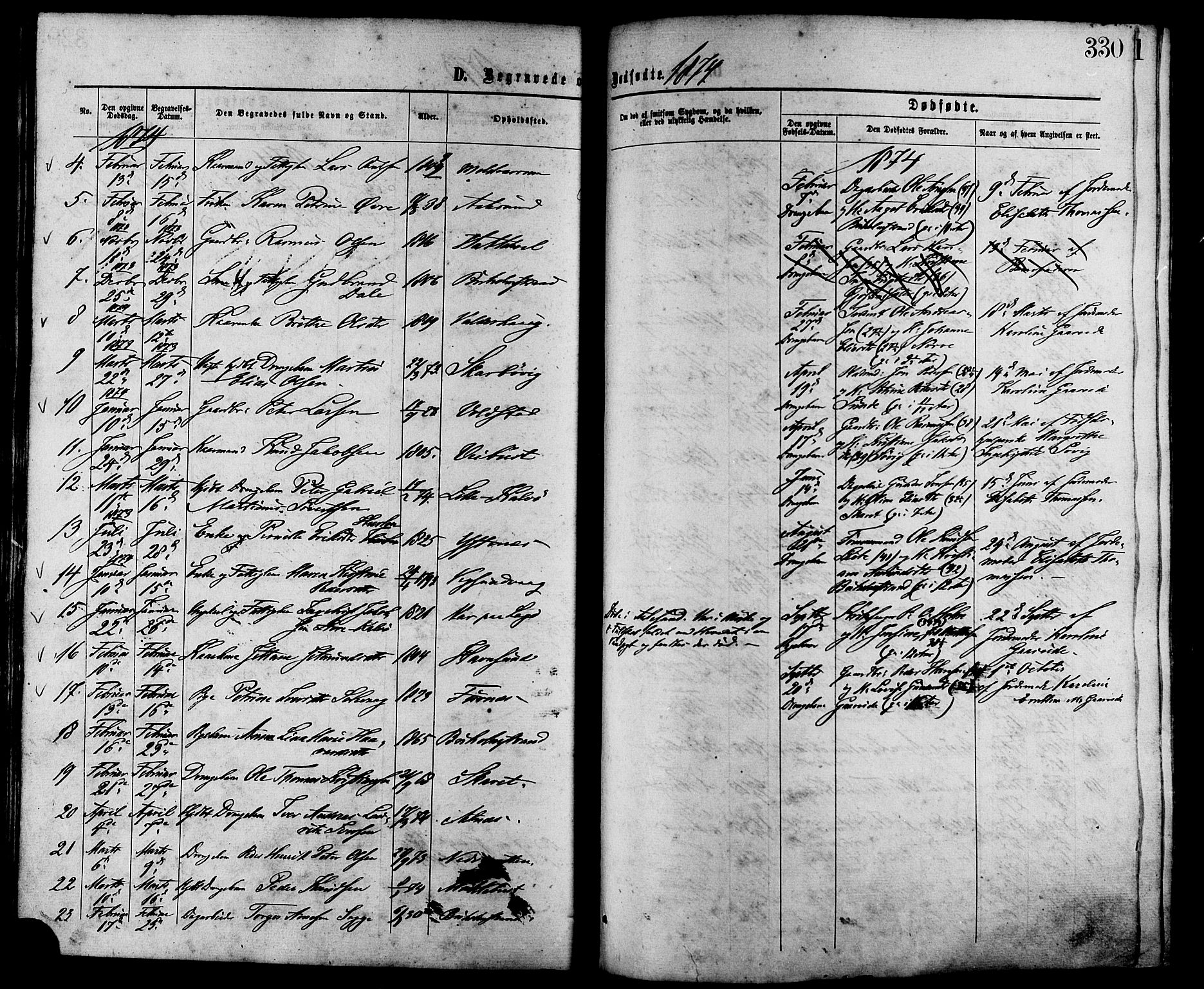 Ministerialprotokoller, klokkerbøker og fødselsregistre - Møre og Romsdal, AV/SAT-A-1454/528/L0399: Parish register (official) no. 528A10, 1864-1879, p. 330