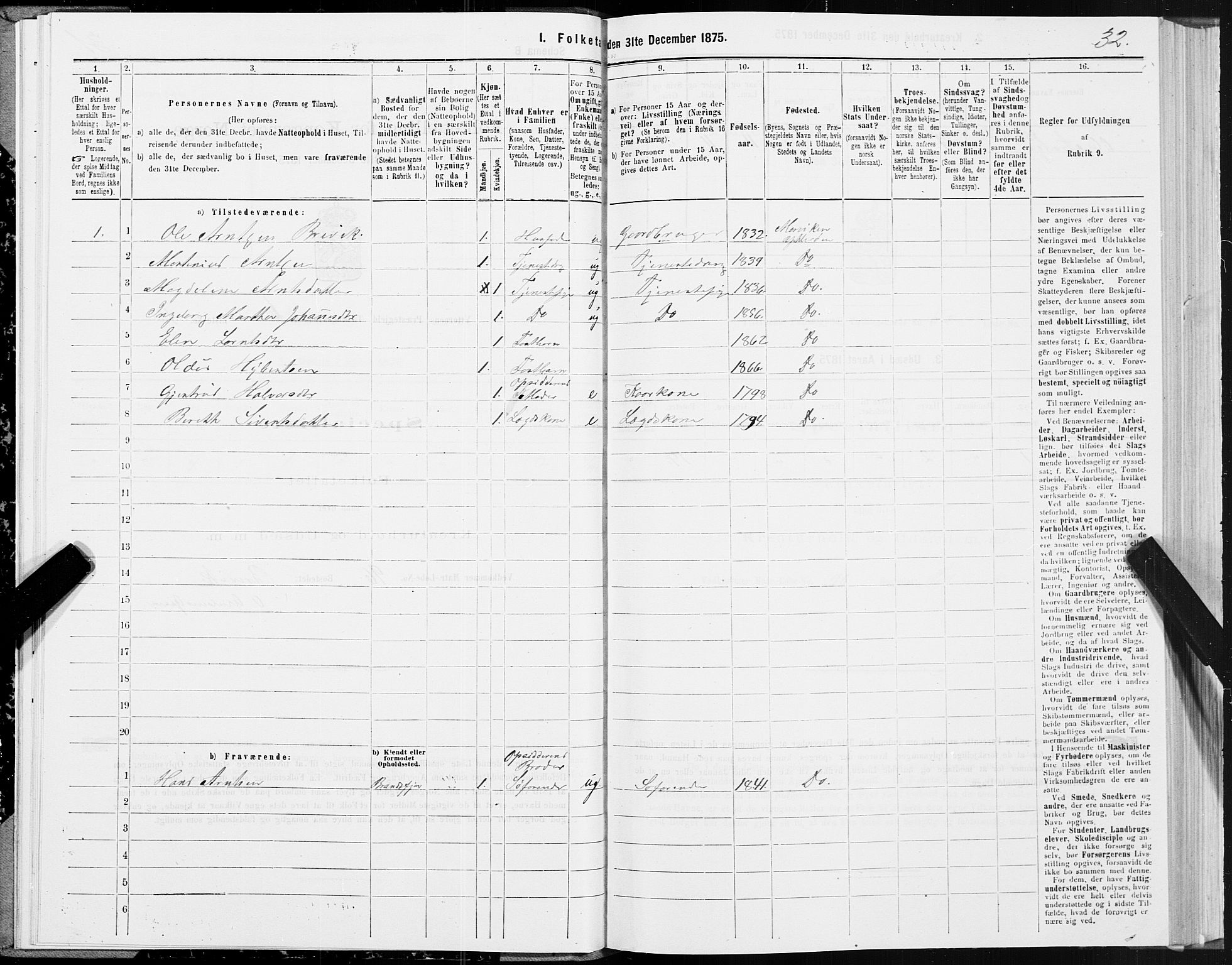 SAT, 1875 census for 1722P Ytterøy, 1875, p. 3032