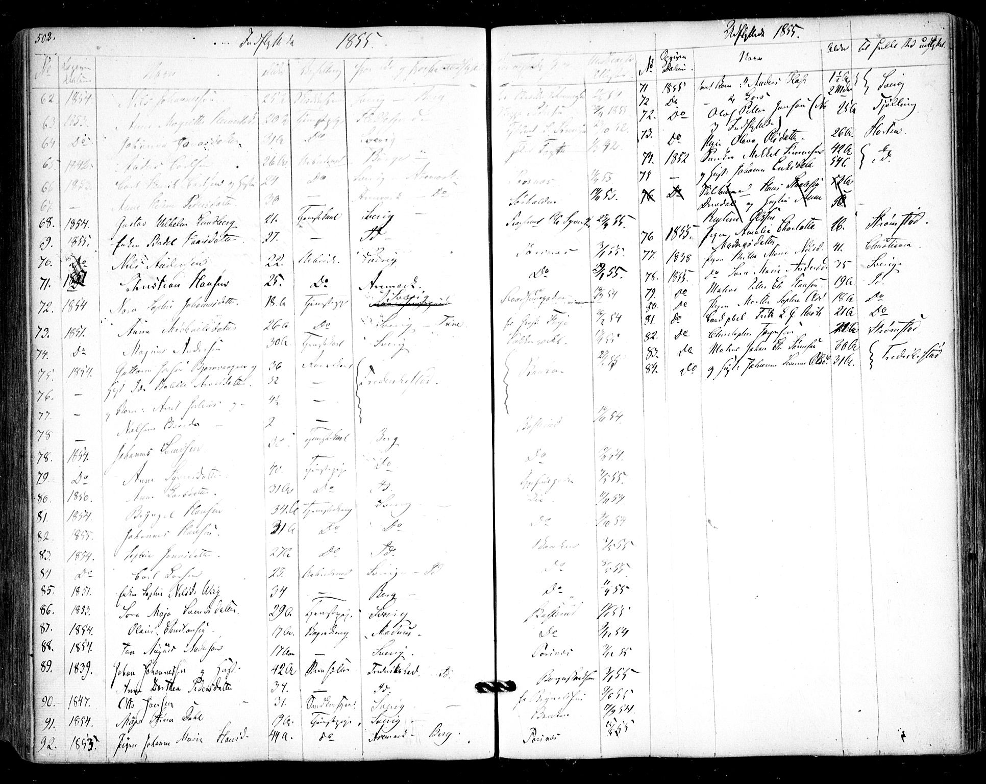 Halden prestekontor Kirkebøker, AV/SAO-A-10909/F/Fa/L0006: Parish register (official) no. I 6, 1845-1856, p. 502