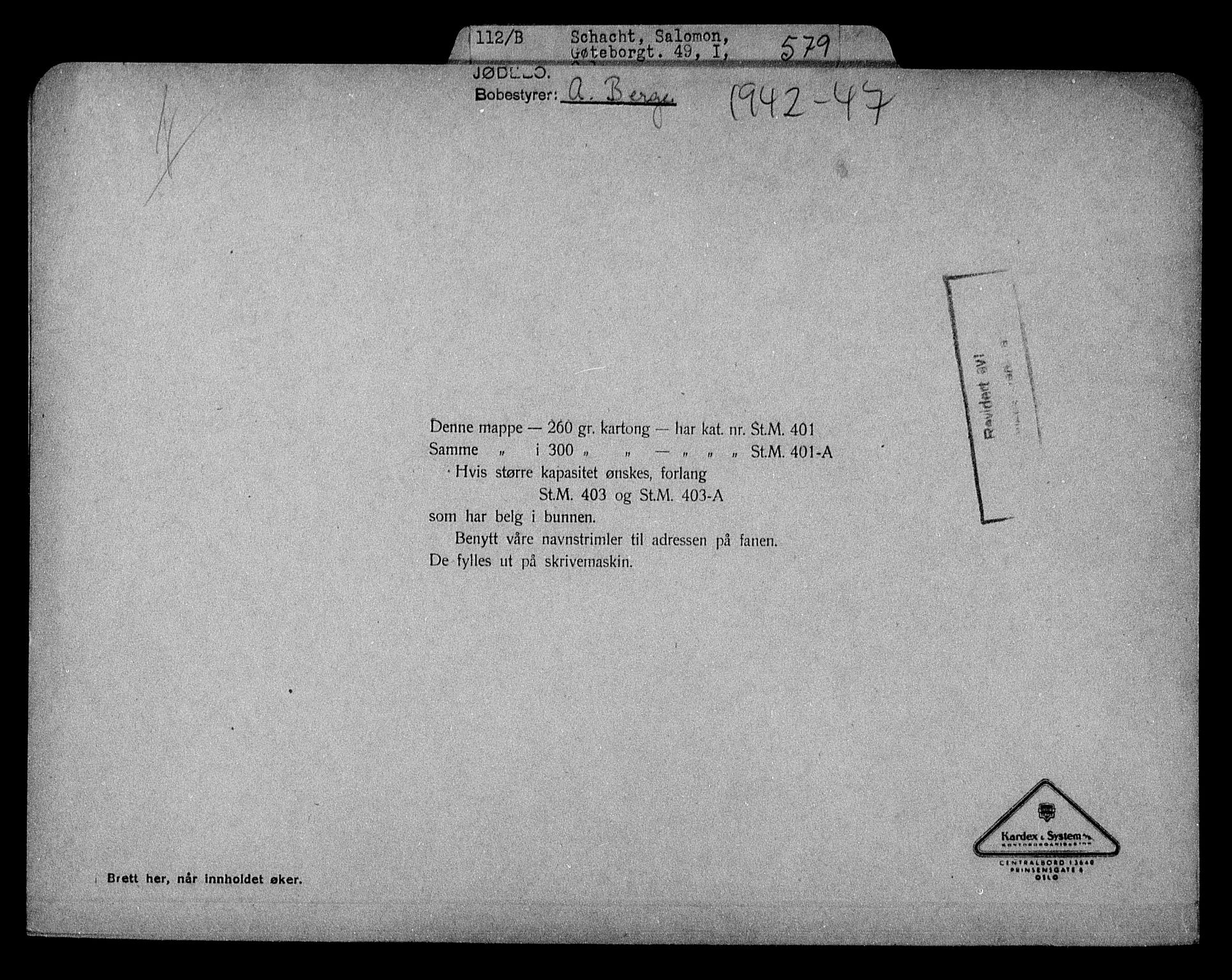 Justisdepartementet, Tilbakeføringskontoret for inndratte formuer, RA/S-1564/H/Hc/Hcc/L0977: --, 1945-1947, p. 425