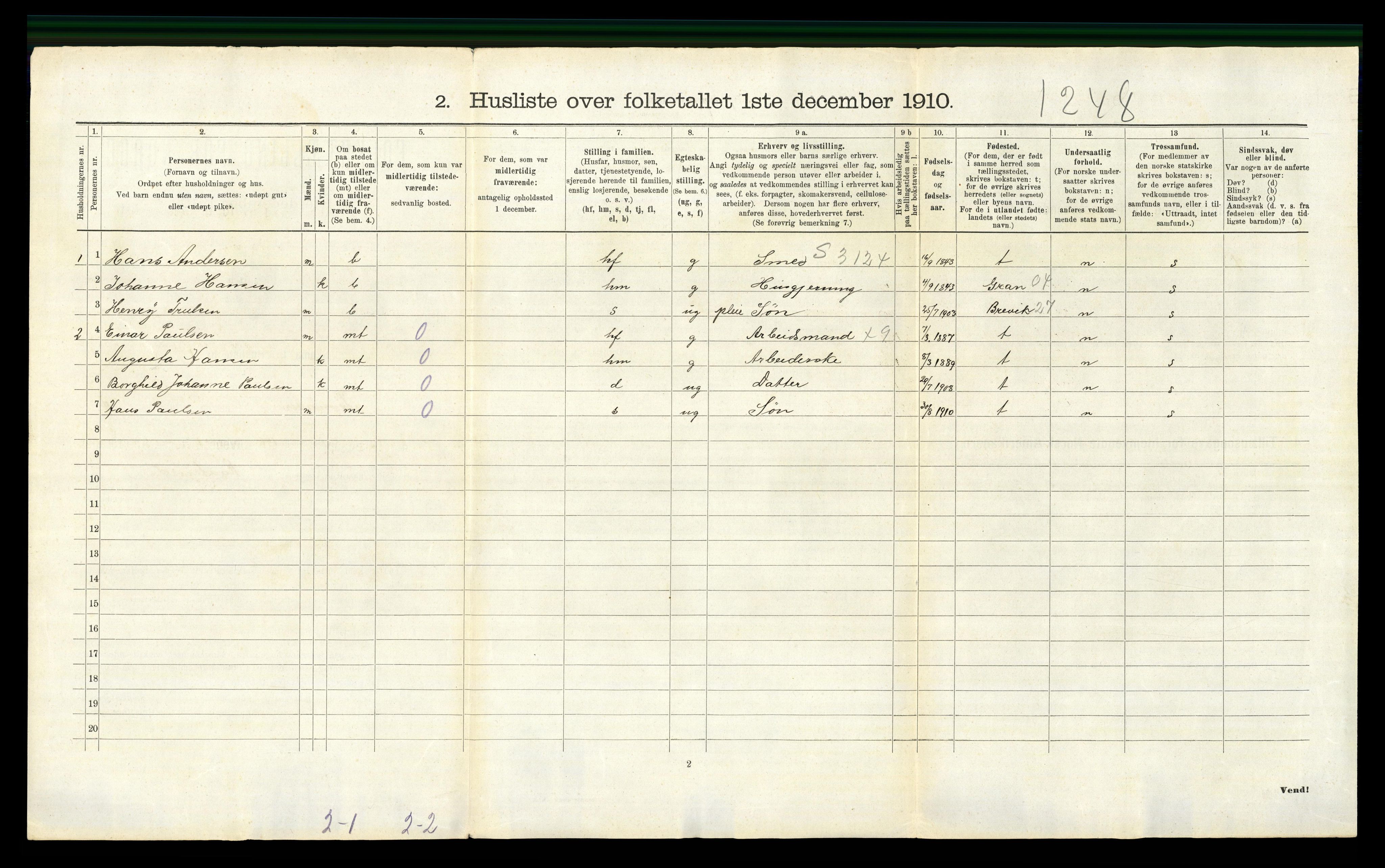 RA, 1910 census for Jevnaker, 1910, p. 640