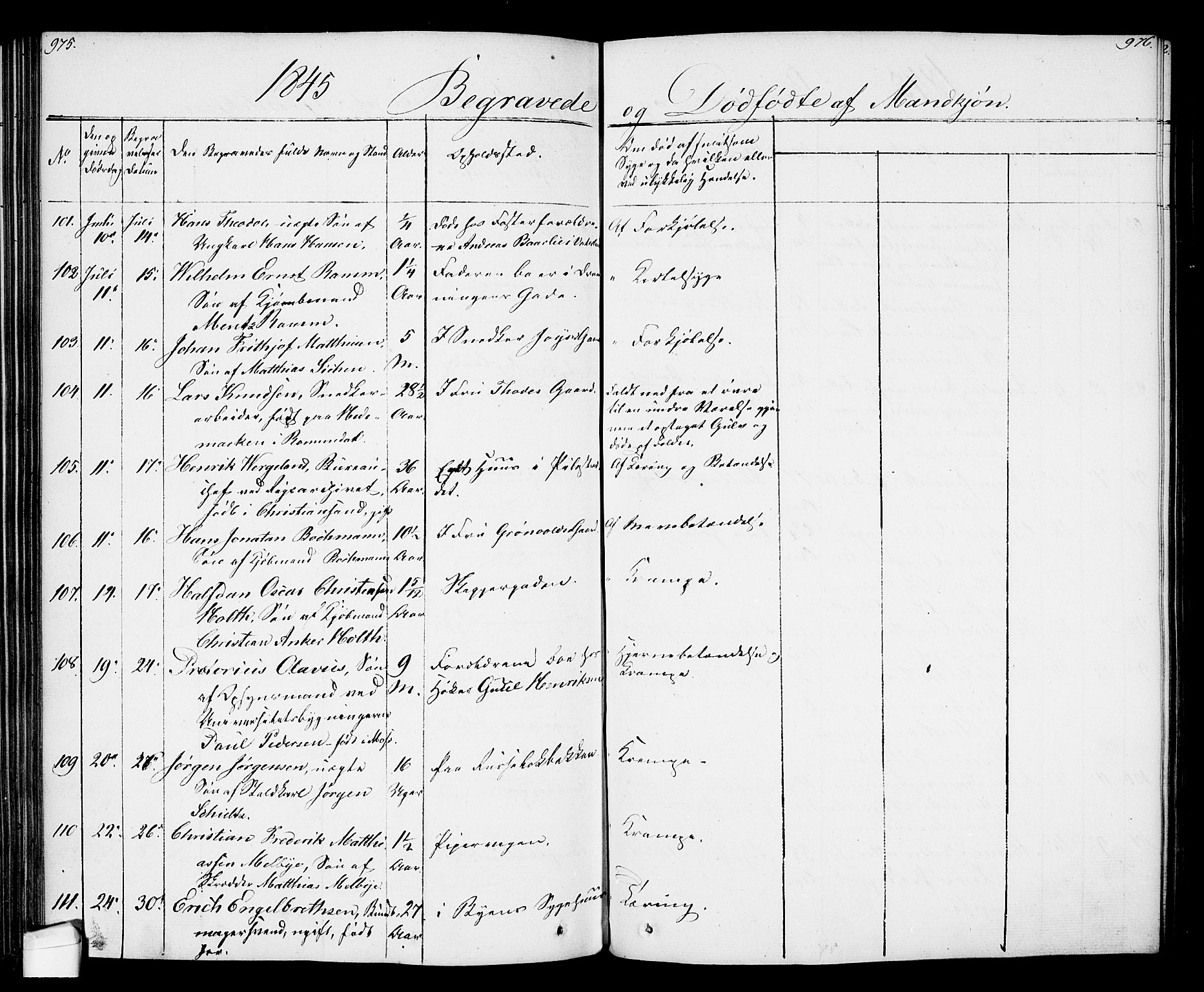 Oslo domkirke Kirkebøker, SAO/A-10752/F/Fa/L0024: Parish register (official) no. 24, 1833-1846, p. 975-976