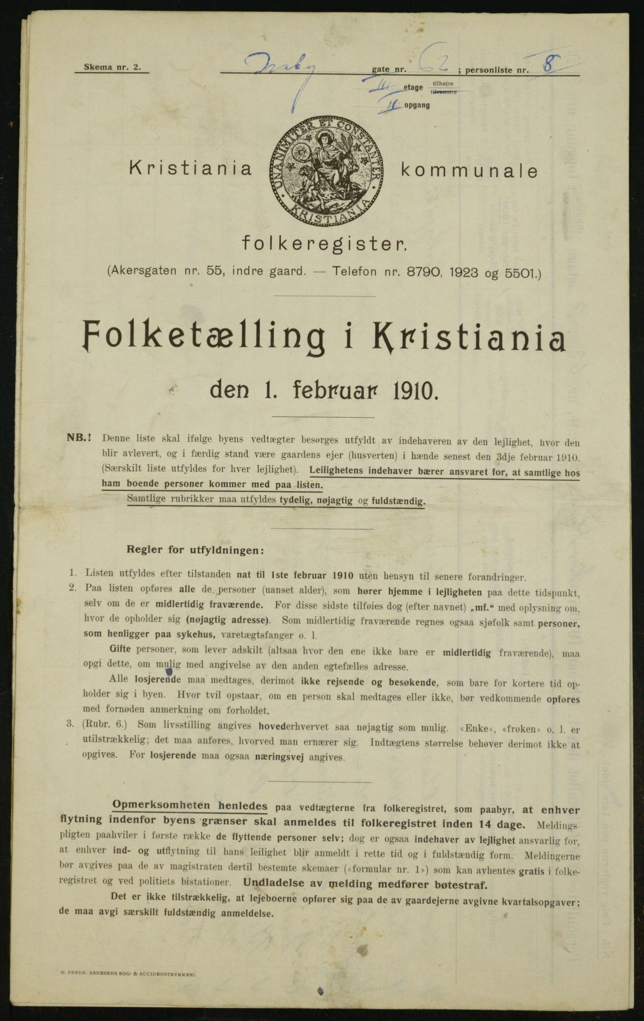 OBA, Municipal Census 1910 for Kristiania, 1910, p. 69679