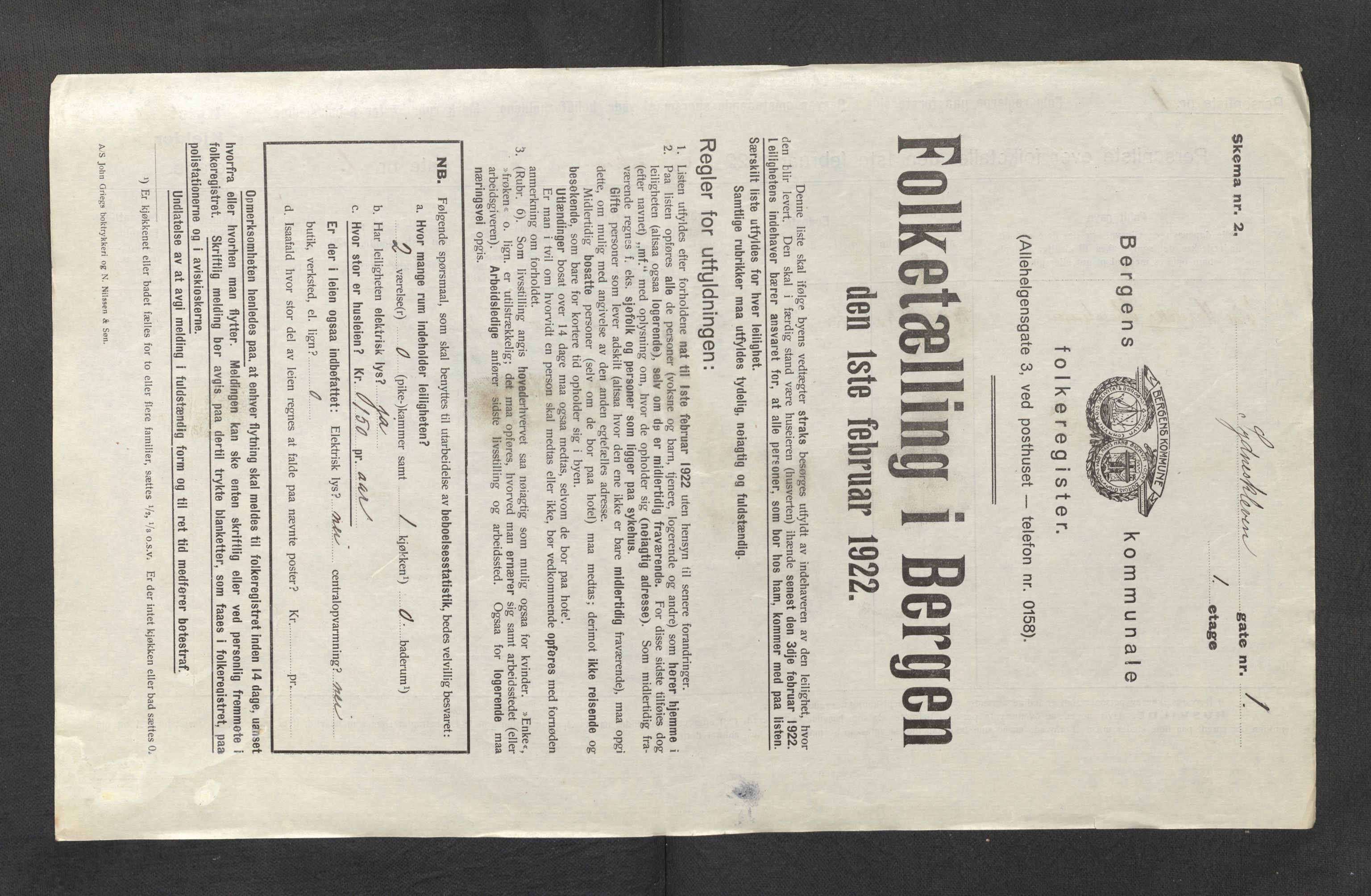 SAB, Municipal Census 1922 for Bergen, 1922, p. 42465