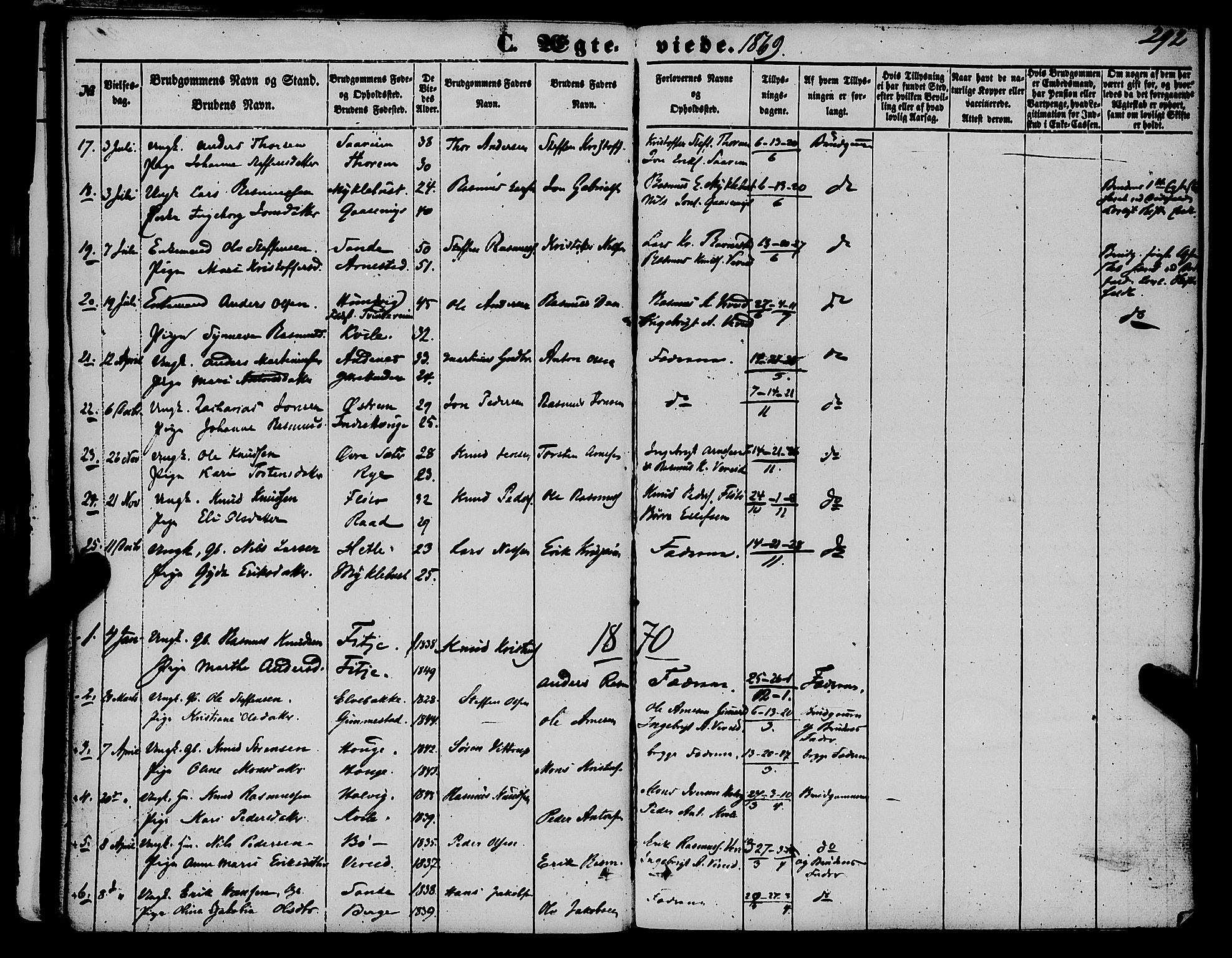 Gloppen sokneprestembete, SAB/A-80101/H/Haa/Haaa/L0009: Parish register (official) no. A 9, 1855-1870, p. 292