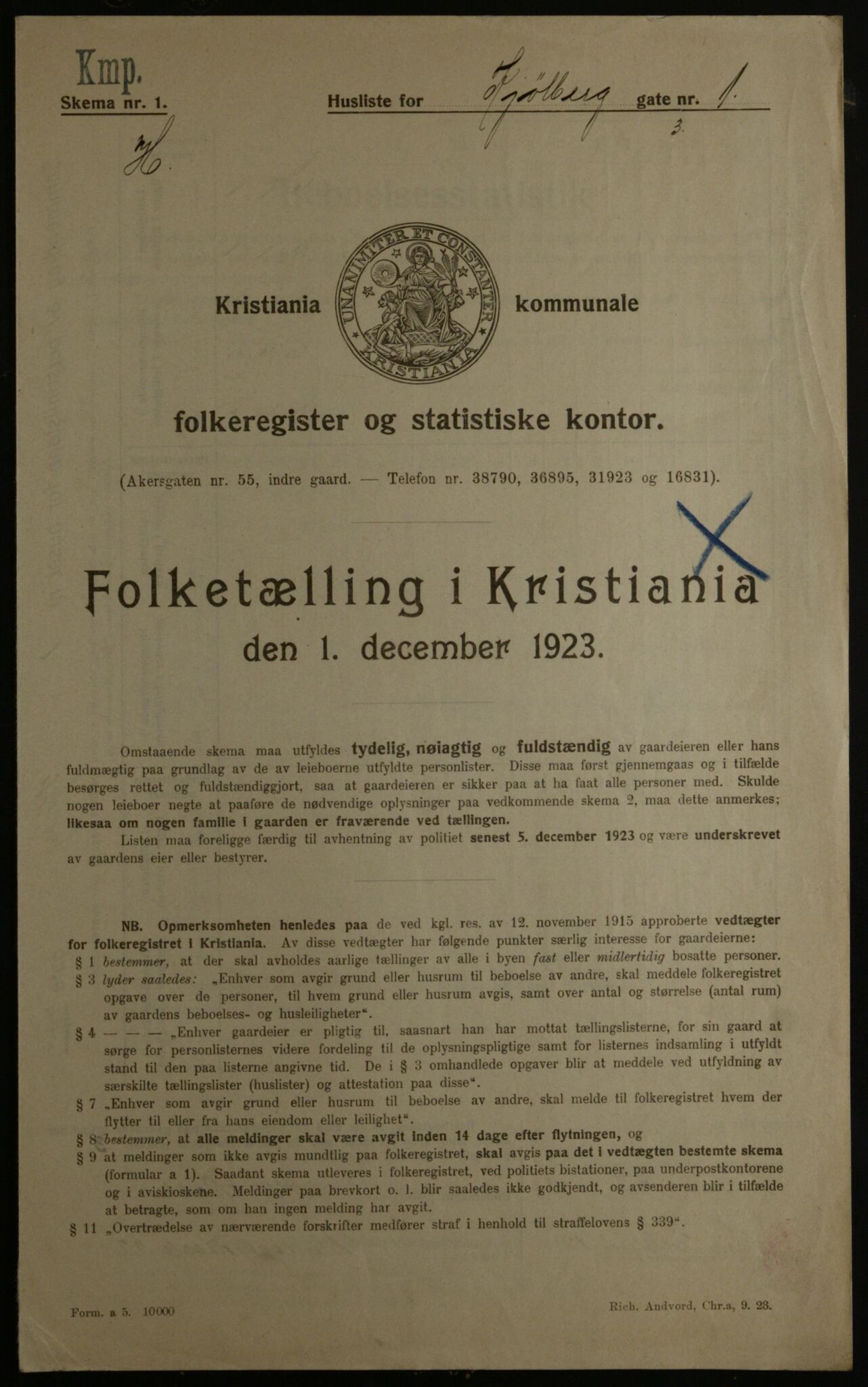 OBA, Municipal Census 1923 for Kristiania, 1923, p. 57851