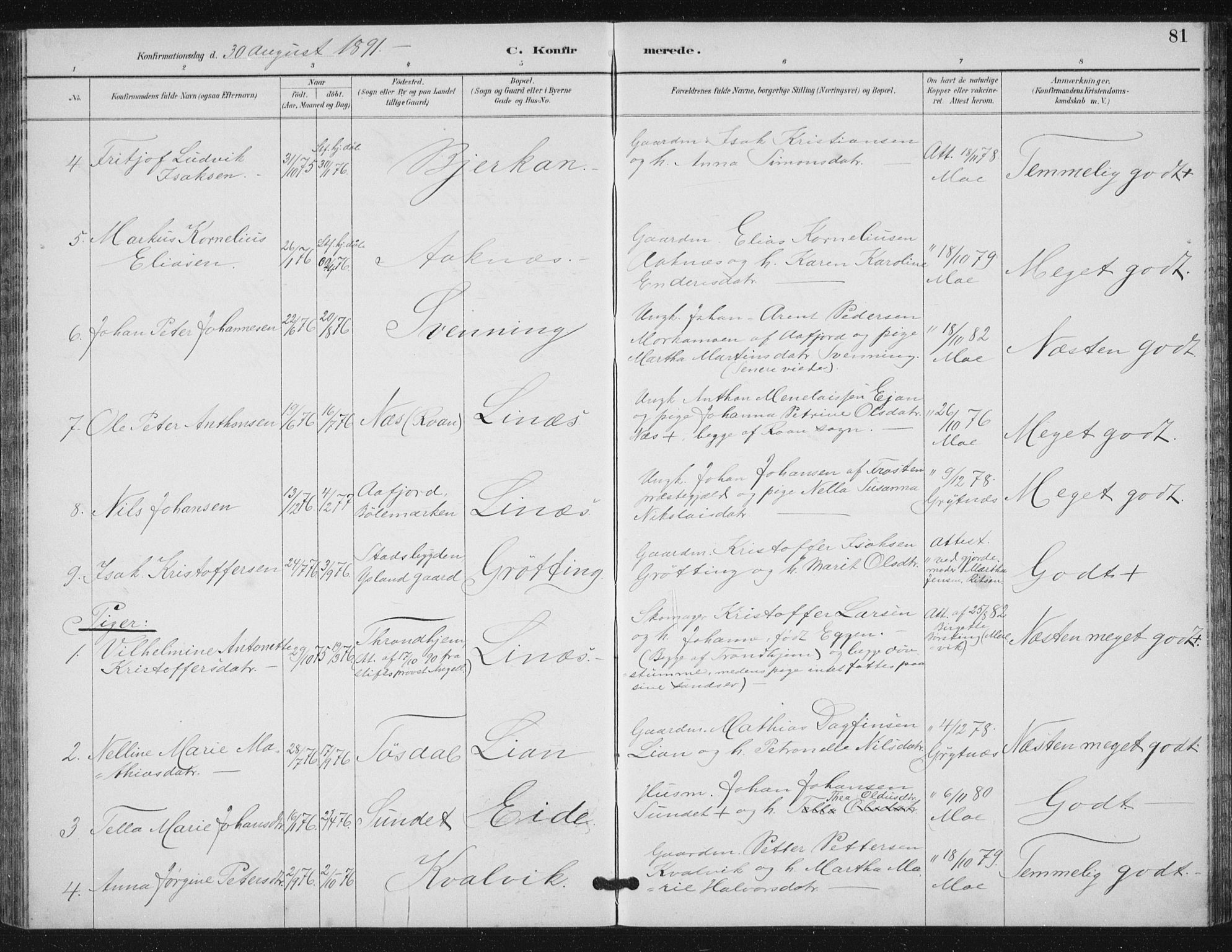 Ministerialprotokoller, klokkerbøker og fødselsregistre - Sør-Trøndelag, AV/SAT-A-1456/656/L0698: Parish register (copy) no. 656C04, 1890-1904, p. 81