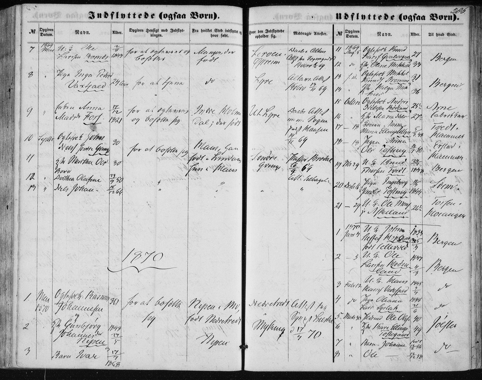 Lindås Sokneprestembete, SAB/A-76701/H/Haa: Parish register (official) no. A 16, 1863-1875, p. 286