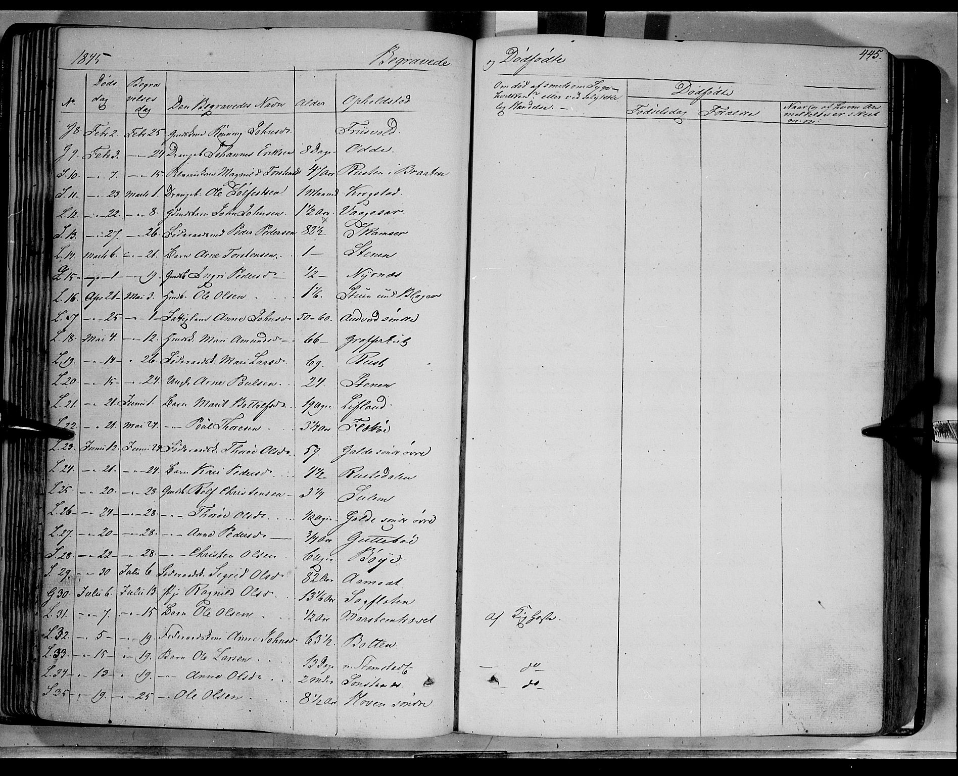 Lom prestekontor, SAH/PREST-070/K/L0006: Parish register (official) no. 6B, 1837-1863, p. 445