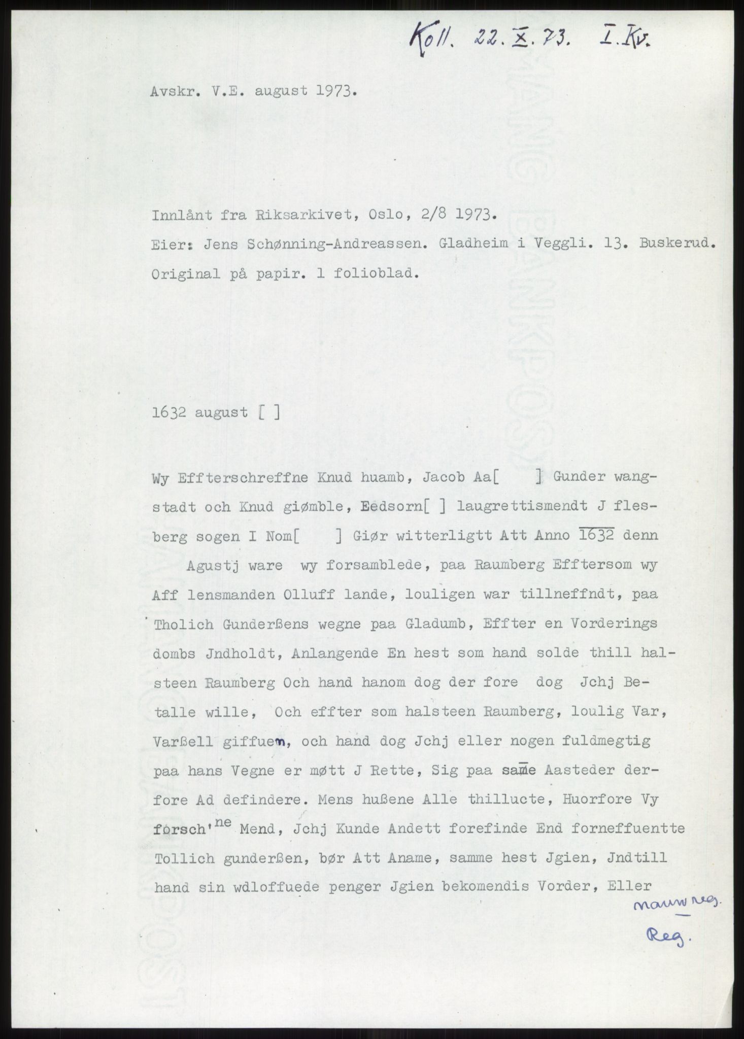 Samlinger til kildeutgivelse, Diplomavskriftsamlingen, RA/EA-4053/H/Ha, p. 103