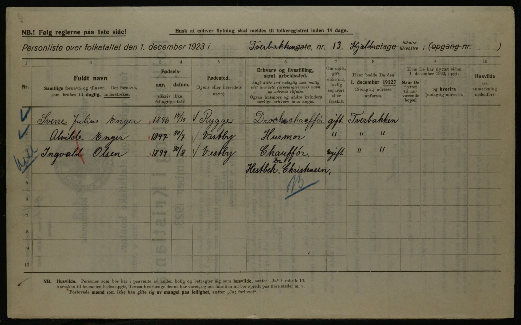 OBA, Municipal Census 1923 for Kristiania, 1923, p. 129556