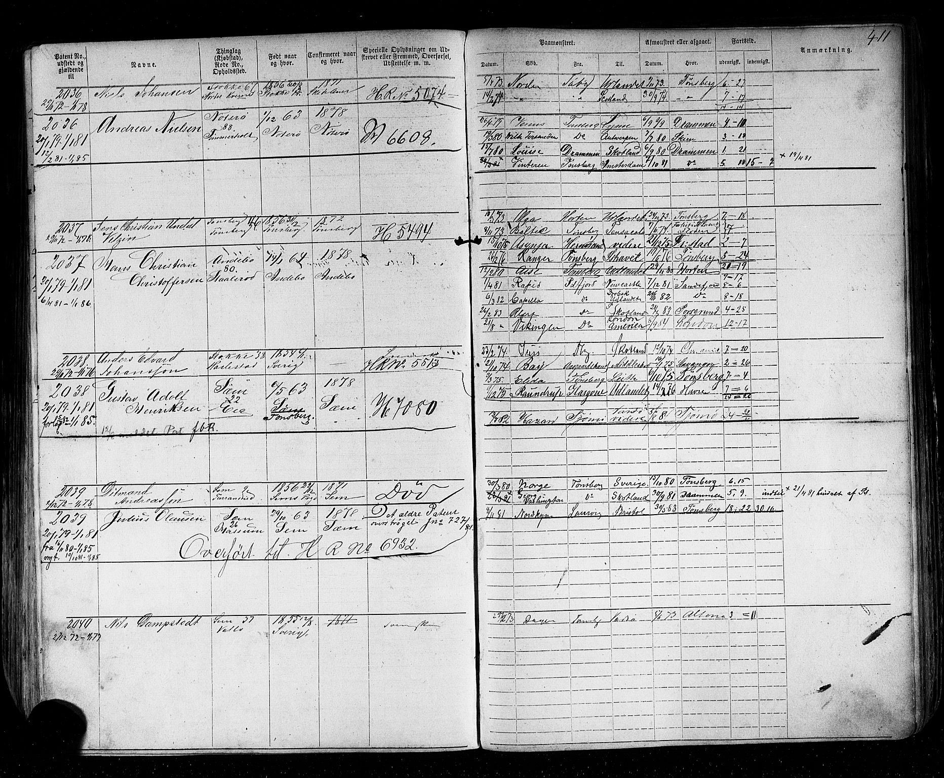 Tønsberg innrulleringskontor, AV/SAKO-A-786/F/Fb/L0002: Annotasjonsrulle Patent nr. 1-2635, 1869-1877, p. 452