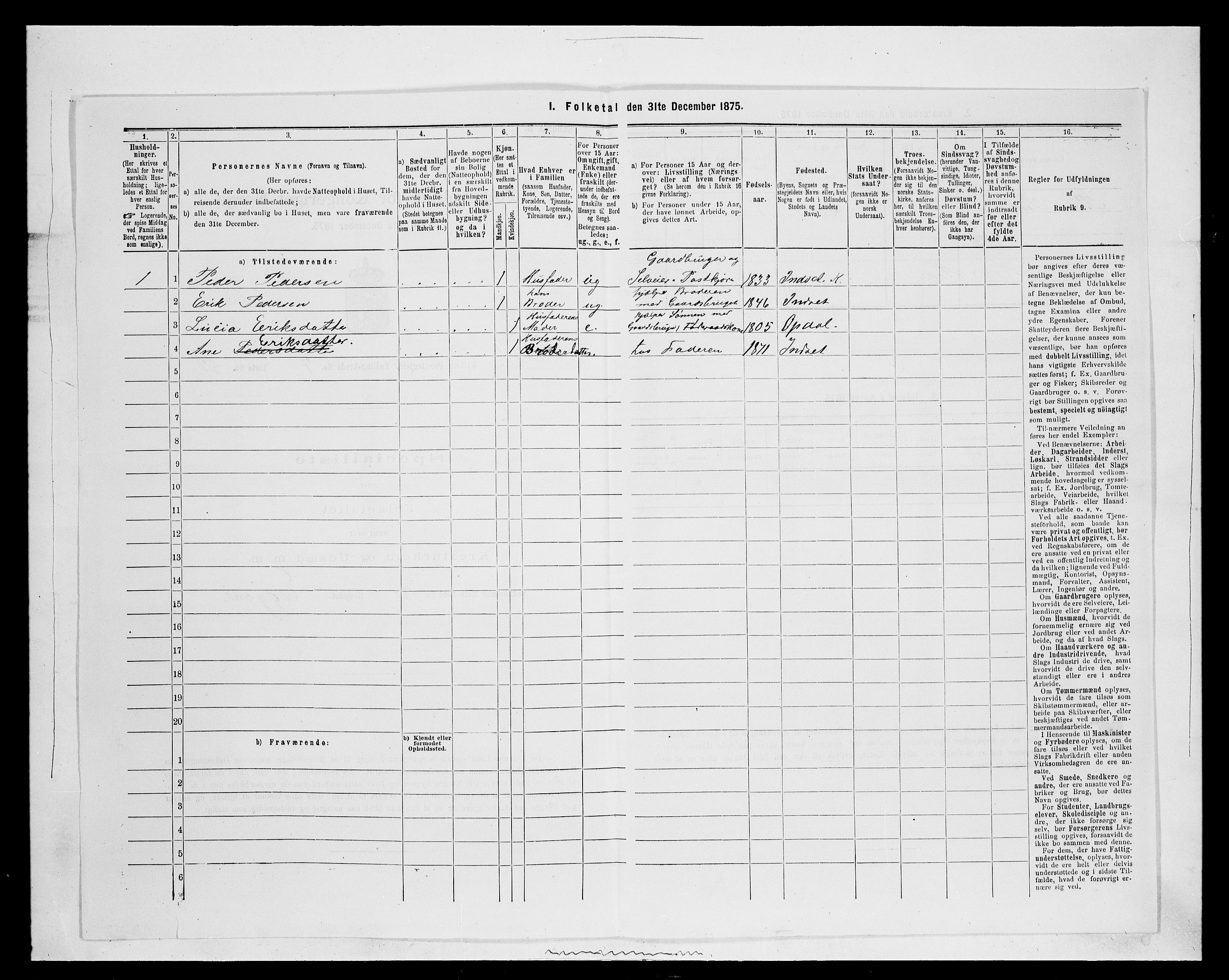 SAH, 1875 census for 0440P Kvikne, 1875, p. 443