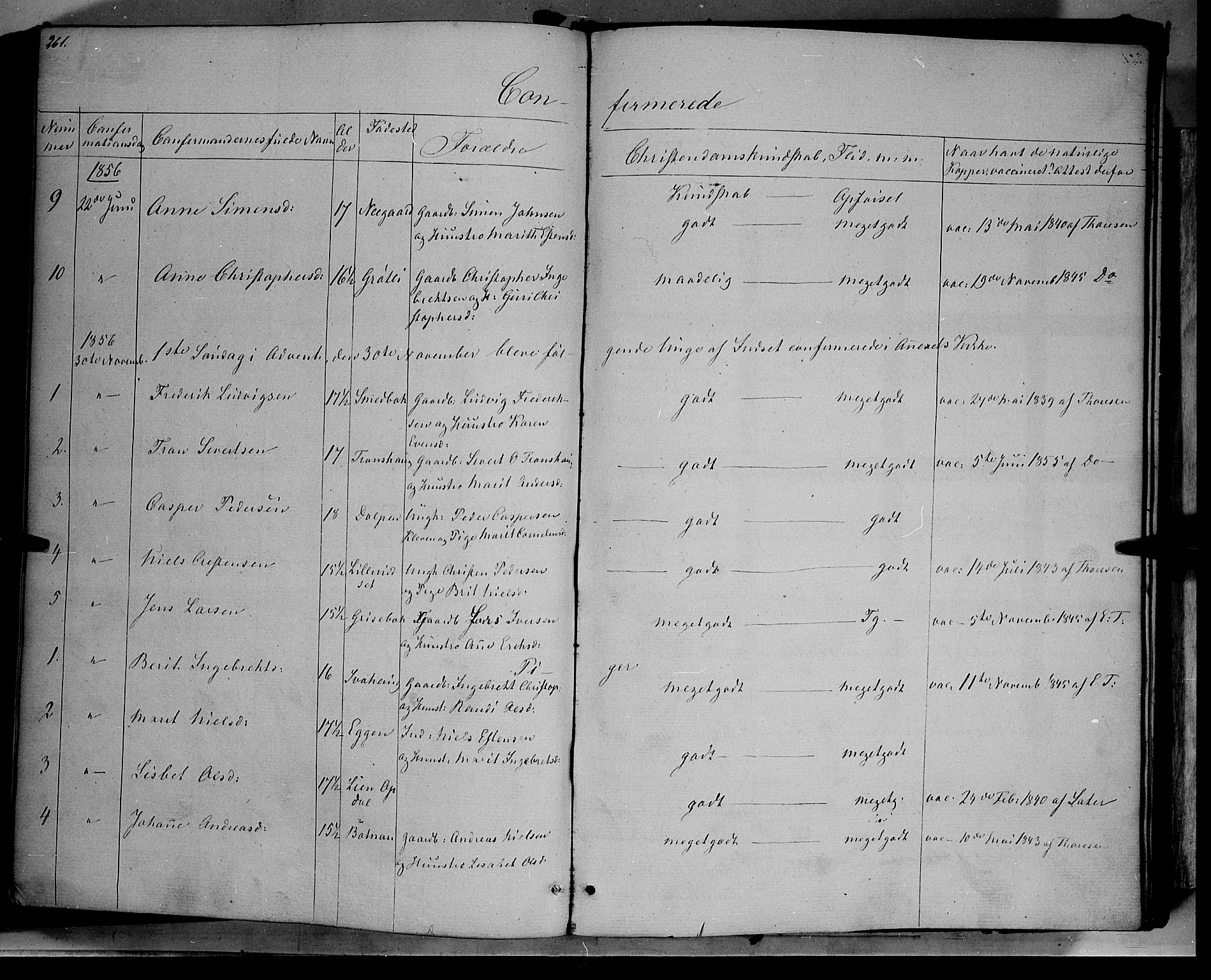 Kvikne prestekontor, AV/SAH-PREST-064/H/Ha/Haa/L0005: Parish register (official) no. 5, 1841-1862, p. 261