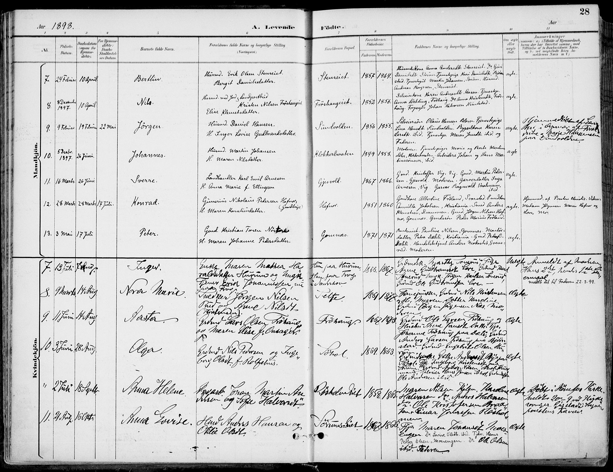 Hole kirkebøker, SAKO/A-228/F/Fa/L0009: Parish register (official) no. I 9, 1892-1907, p. 28