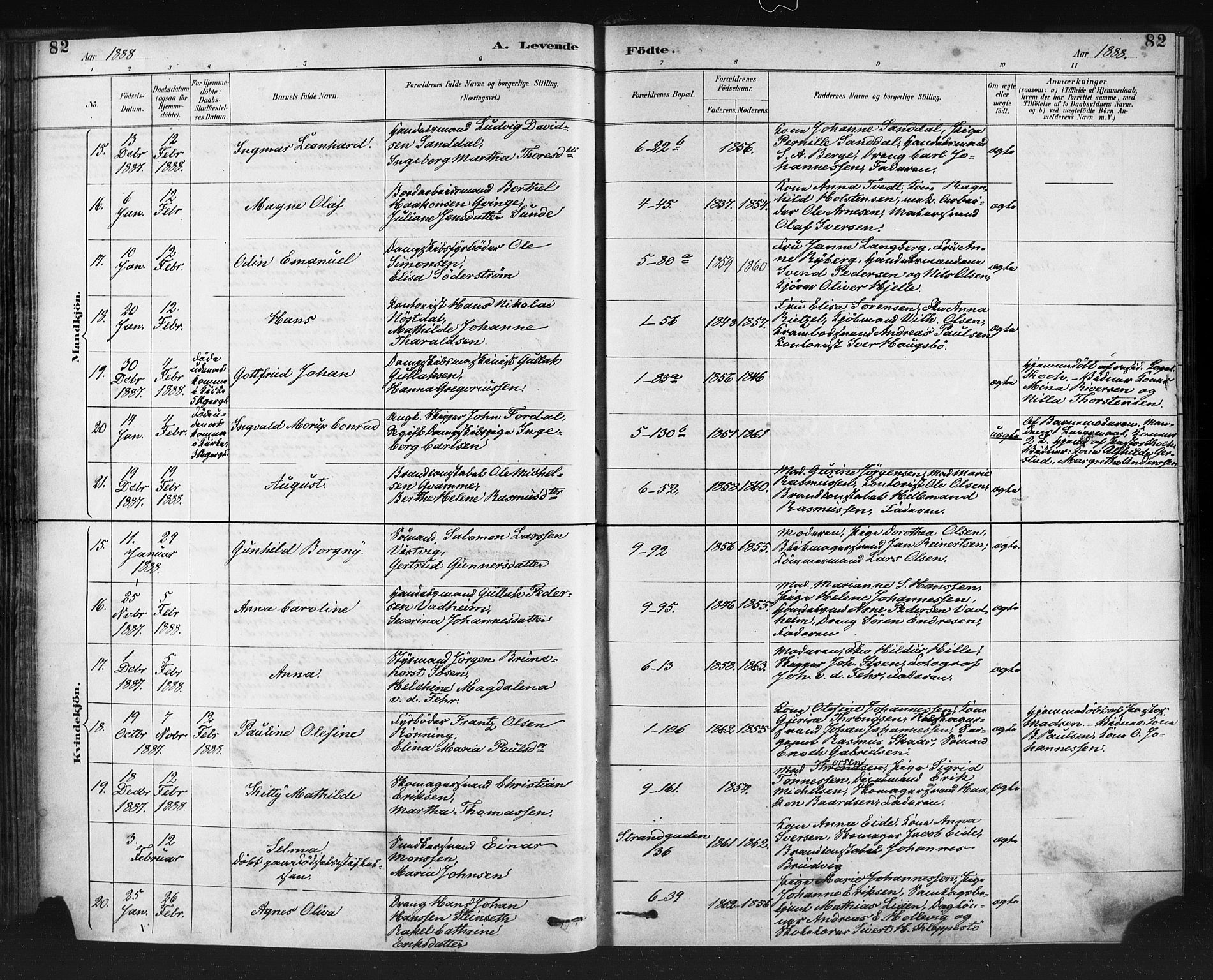 Nykirken Sokneprestembete, AV/SAB-A-77101/H/Haa: Parish register (official) no. B 5, 1885-1894, p. 82