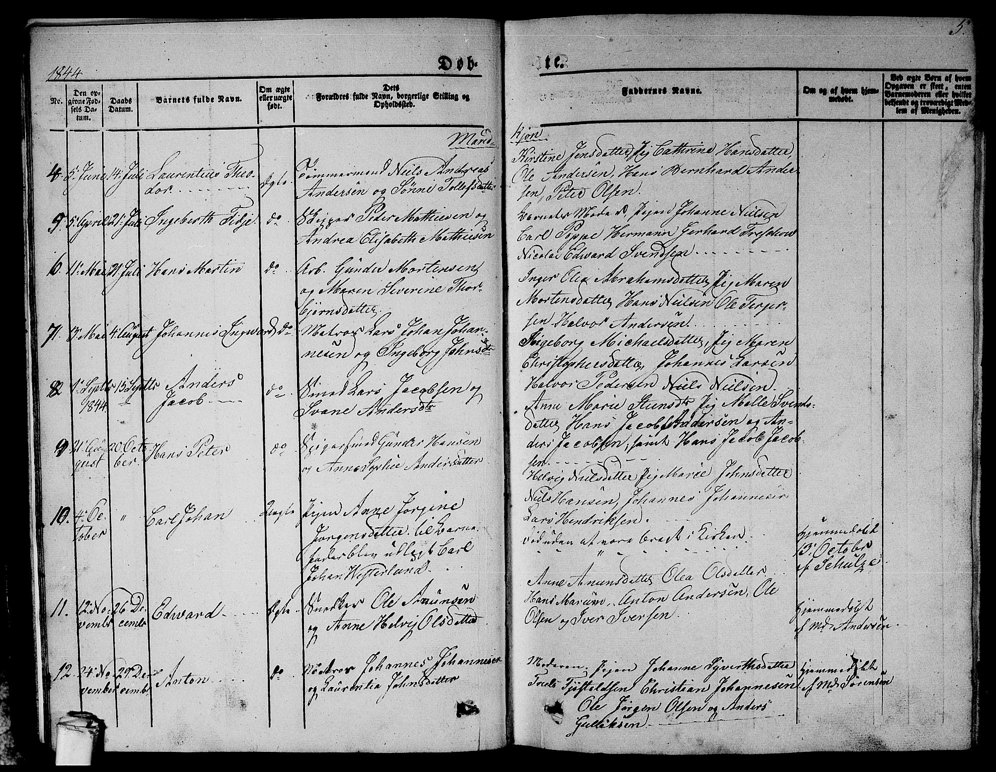 Larvik kirkebøker, AV/SAKO-A-352/G/Gb/L0002: Parish register (copy) no. II 2, 1843-1866, p. 5