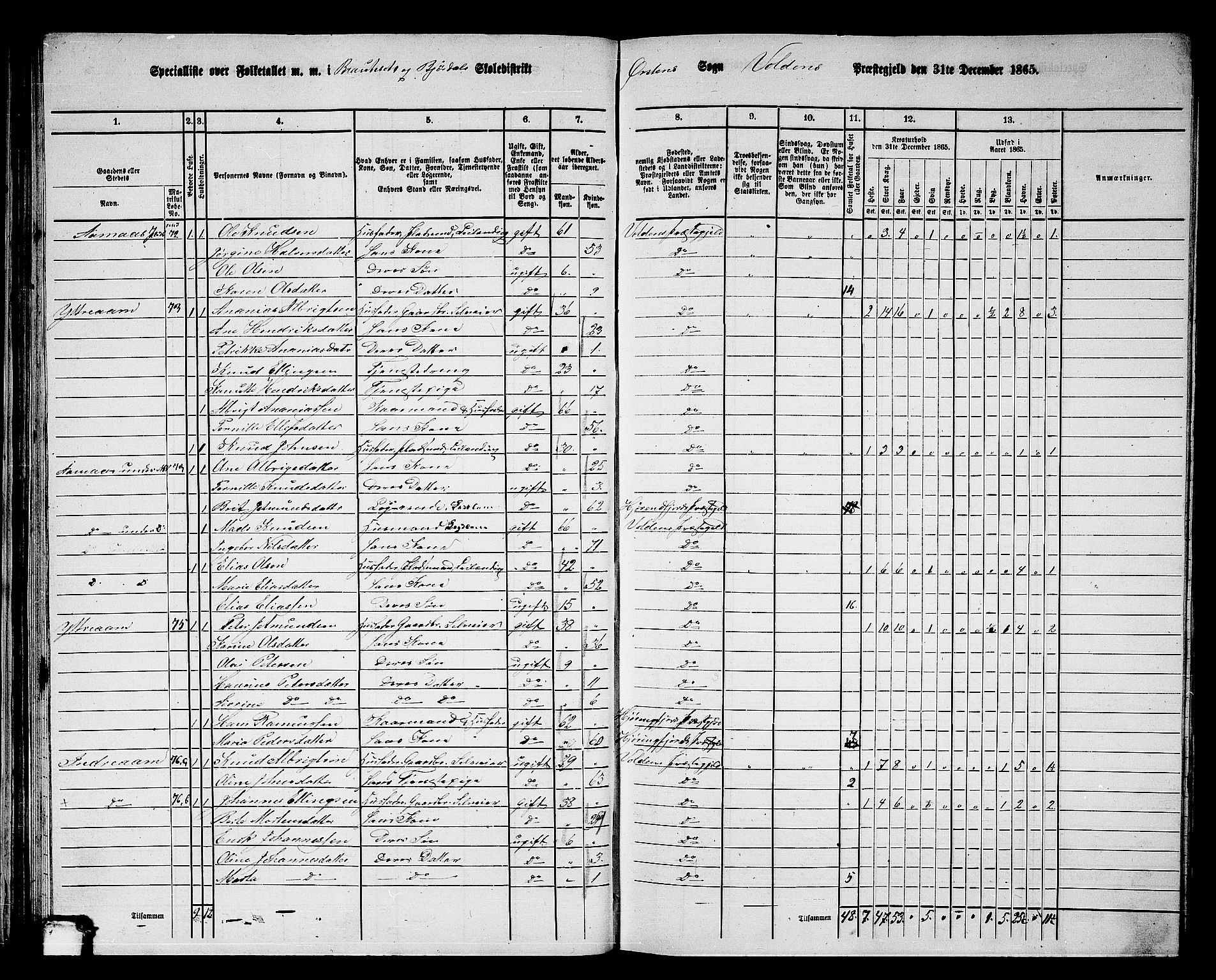 RA, 1865 census for Volda, 1865, p. 60