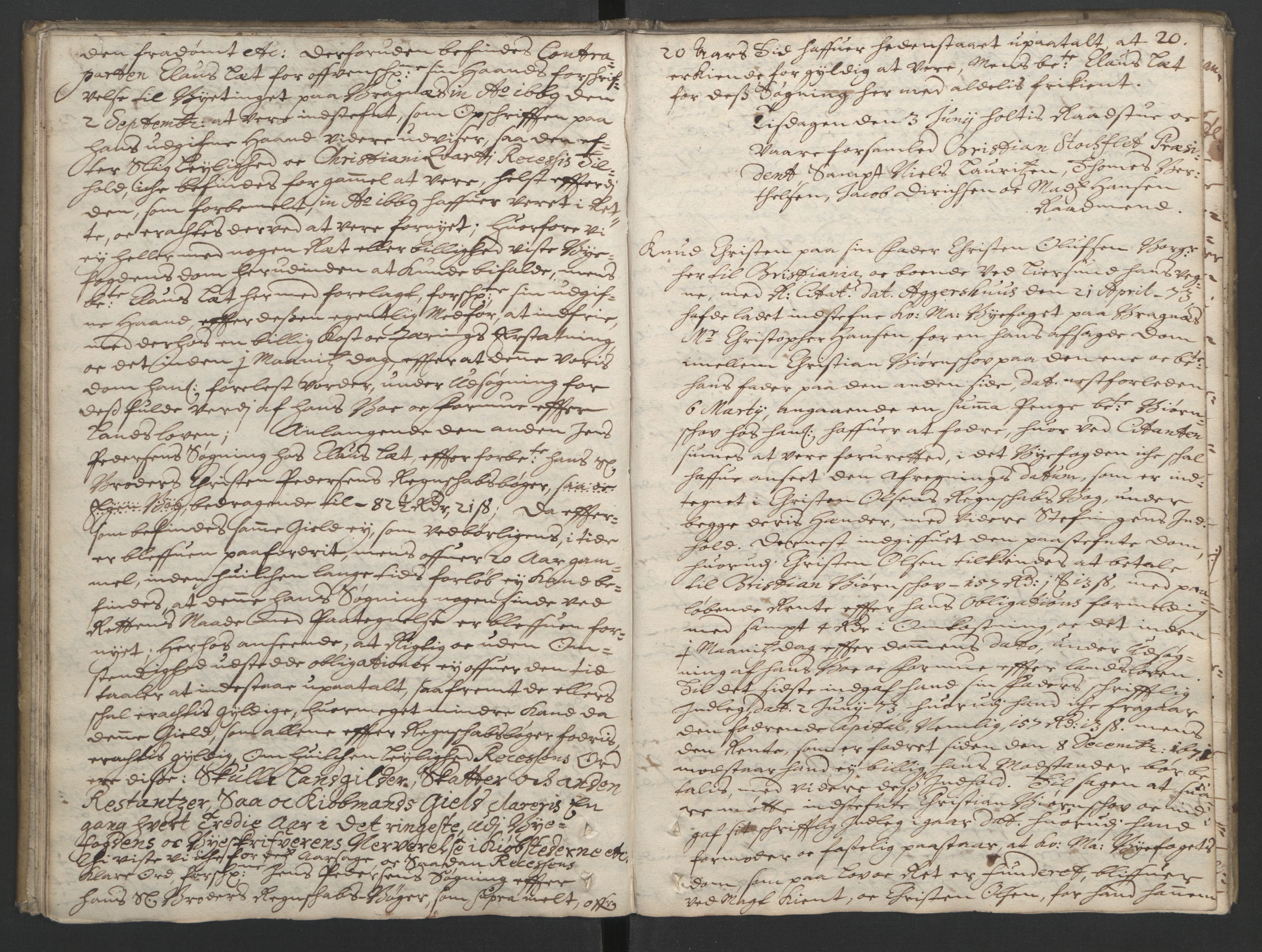 Christiania rådstuerett, AV/SAO-A-11132/F/Fa/L0008: Justisprotokoll, 1673, p. 19b-20a