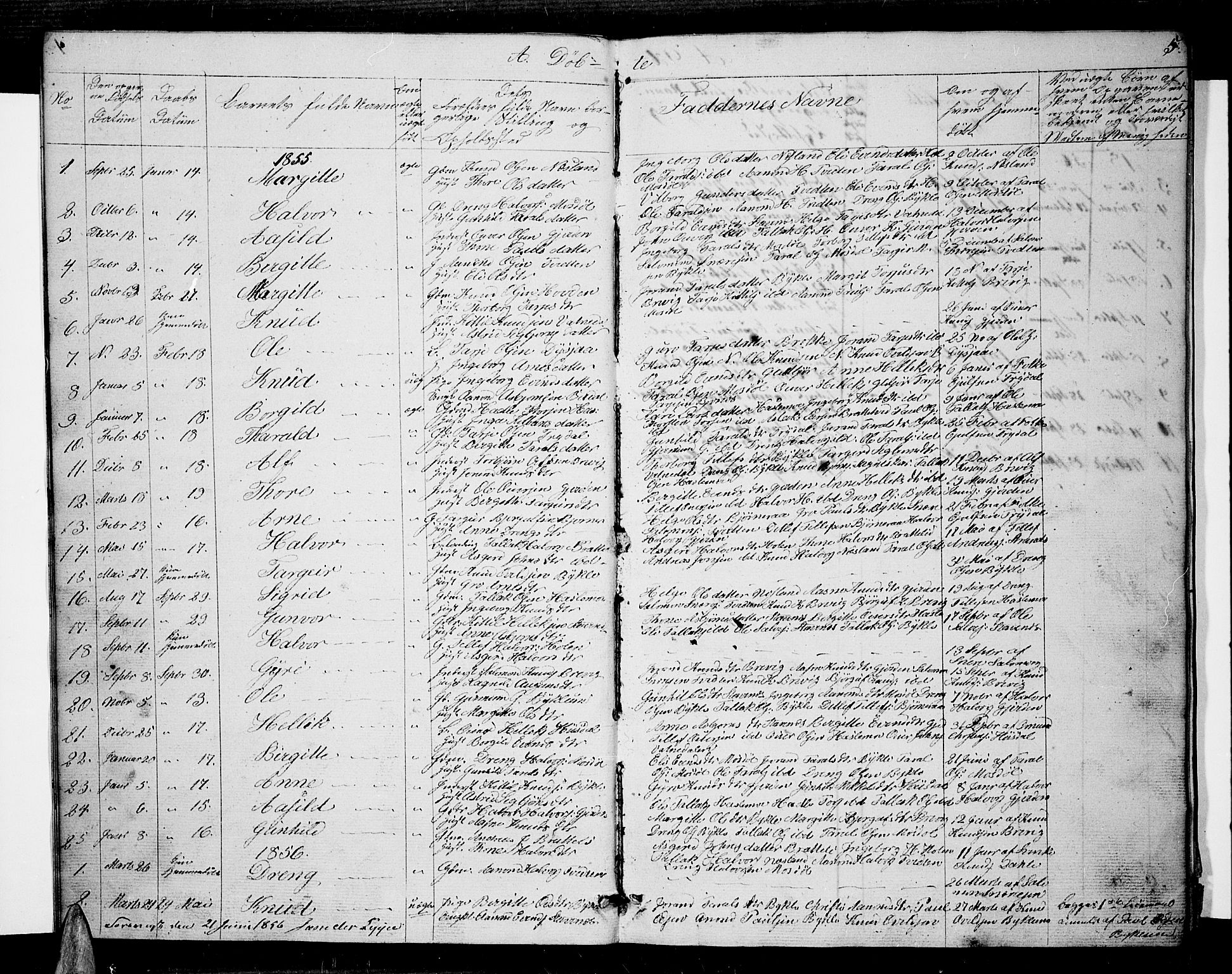 Valle sokneprestkontor, SAK/1111-0044/F/Fb/Fba/L0001: Parish register (copy) no. B 1, 1851-1882, p. 5