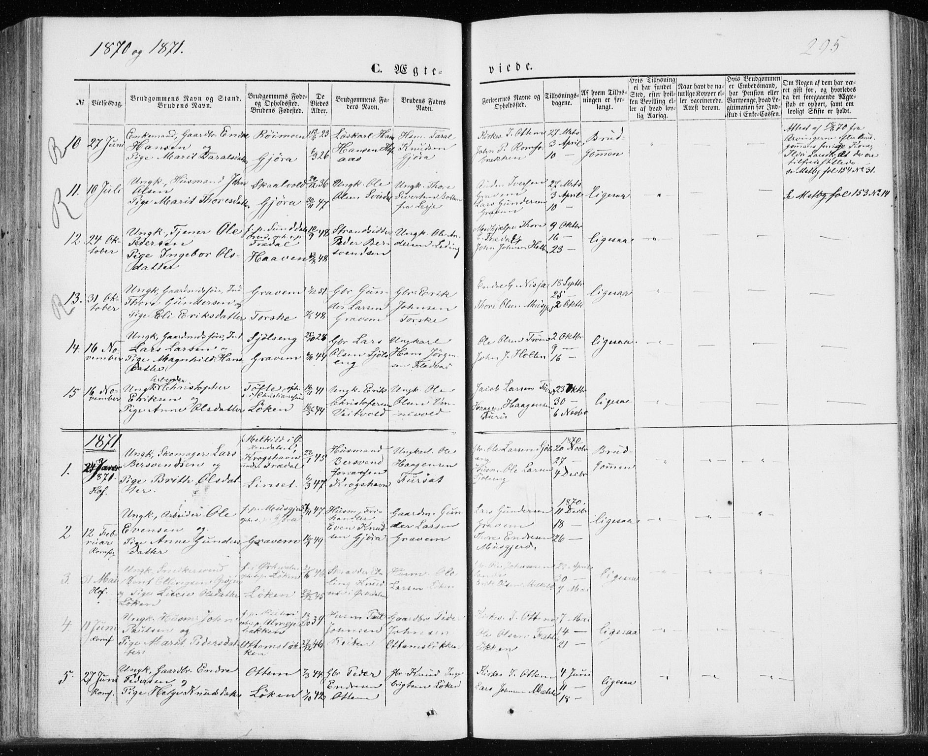 Ministerialprotokoller, klokkerbøker og fødselsregistre - Møre og Romsdal, SAT/A-1454/590/L1013: Parish register (official) no. 590A05, 1847-1877, p. 295