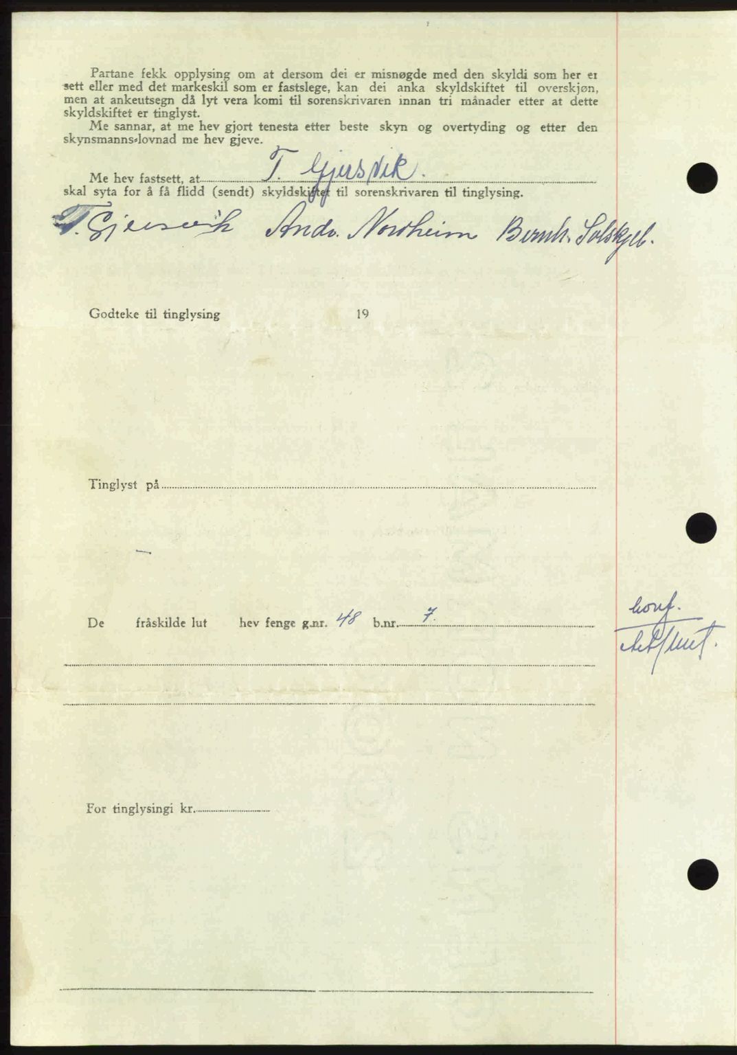 Nordmøre sorenskriveri, AV/SAT-A-4132/1/2/2Ca: Mortgage book no. A112, 1949-1949, Diary no: : 2205/1949