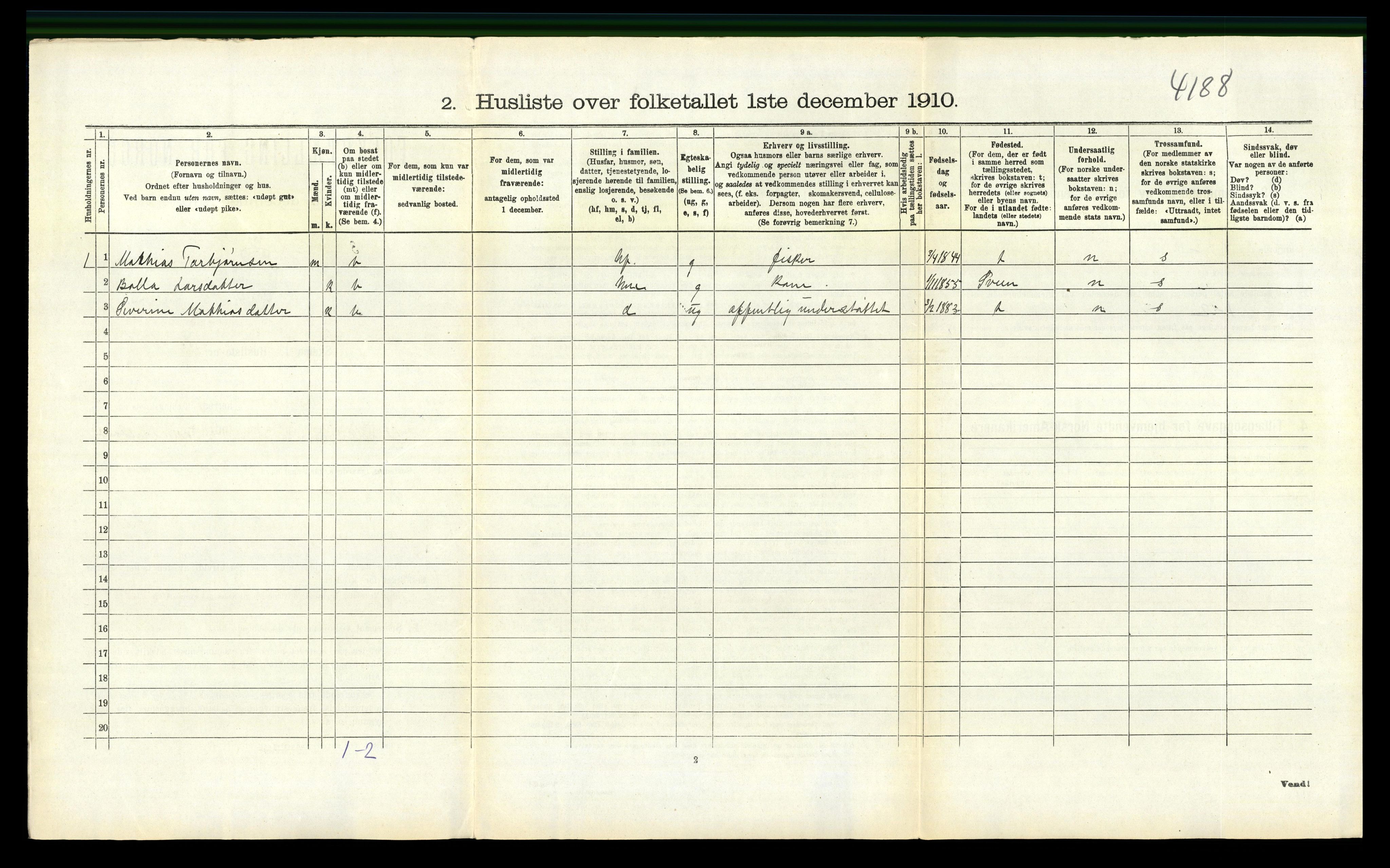 RA, 1910 census for Torvastad, 1910, p. 270