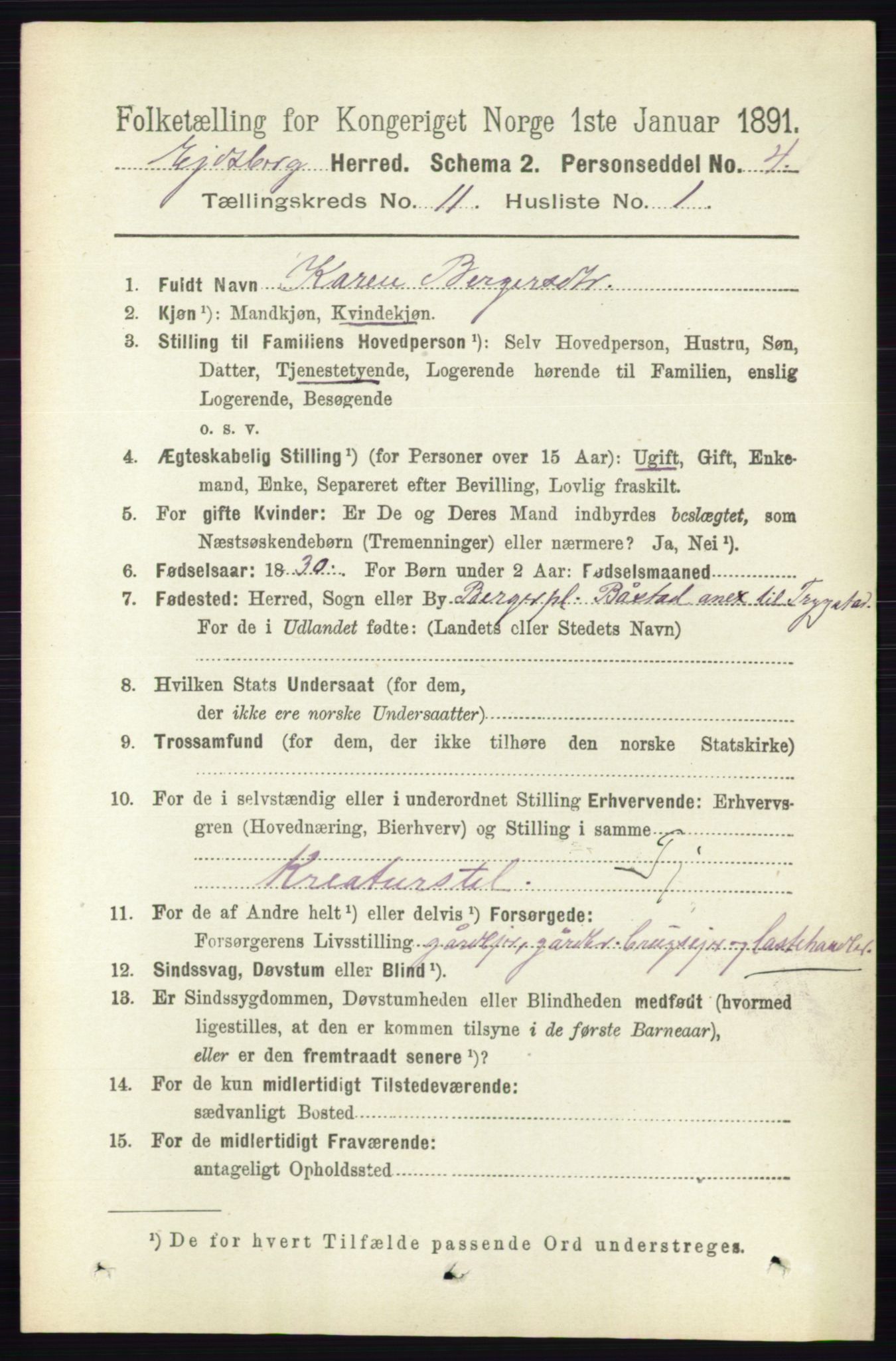 RA, 1891 census for 0125 Eidsberg, 1891, p. 6366