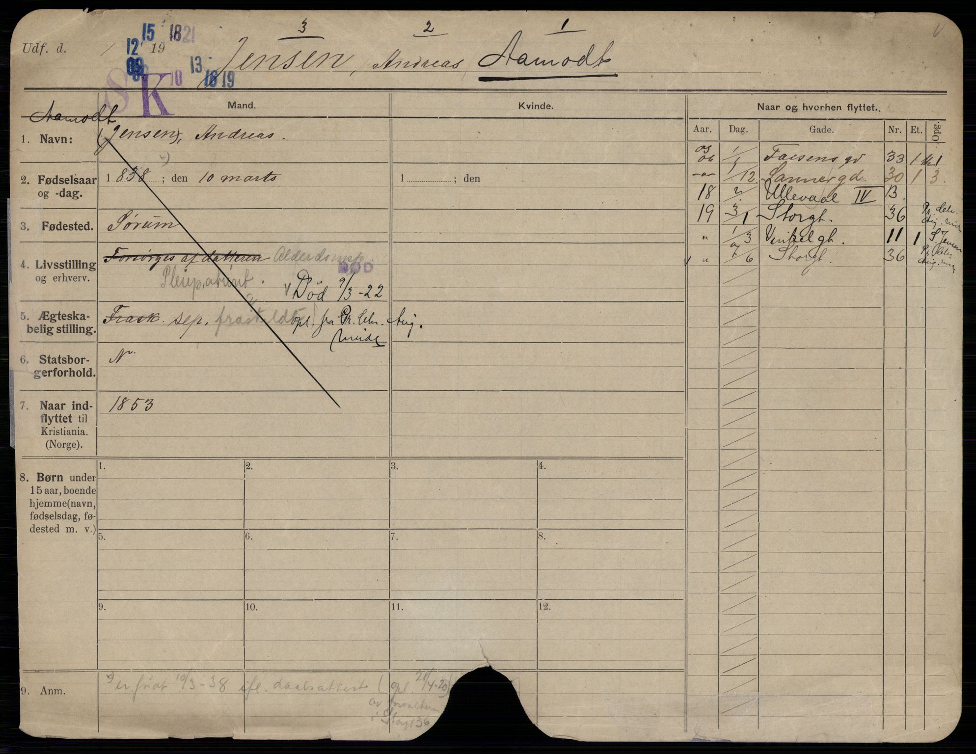 Oslo folkeregister, Registerkort, AV/SAO-A-11715/G/Gb/L0036: Menn, 1922