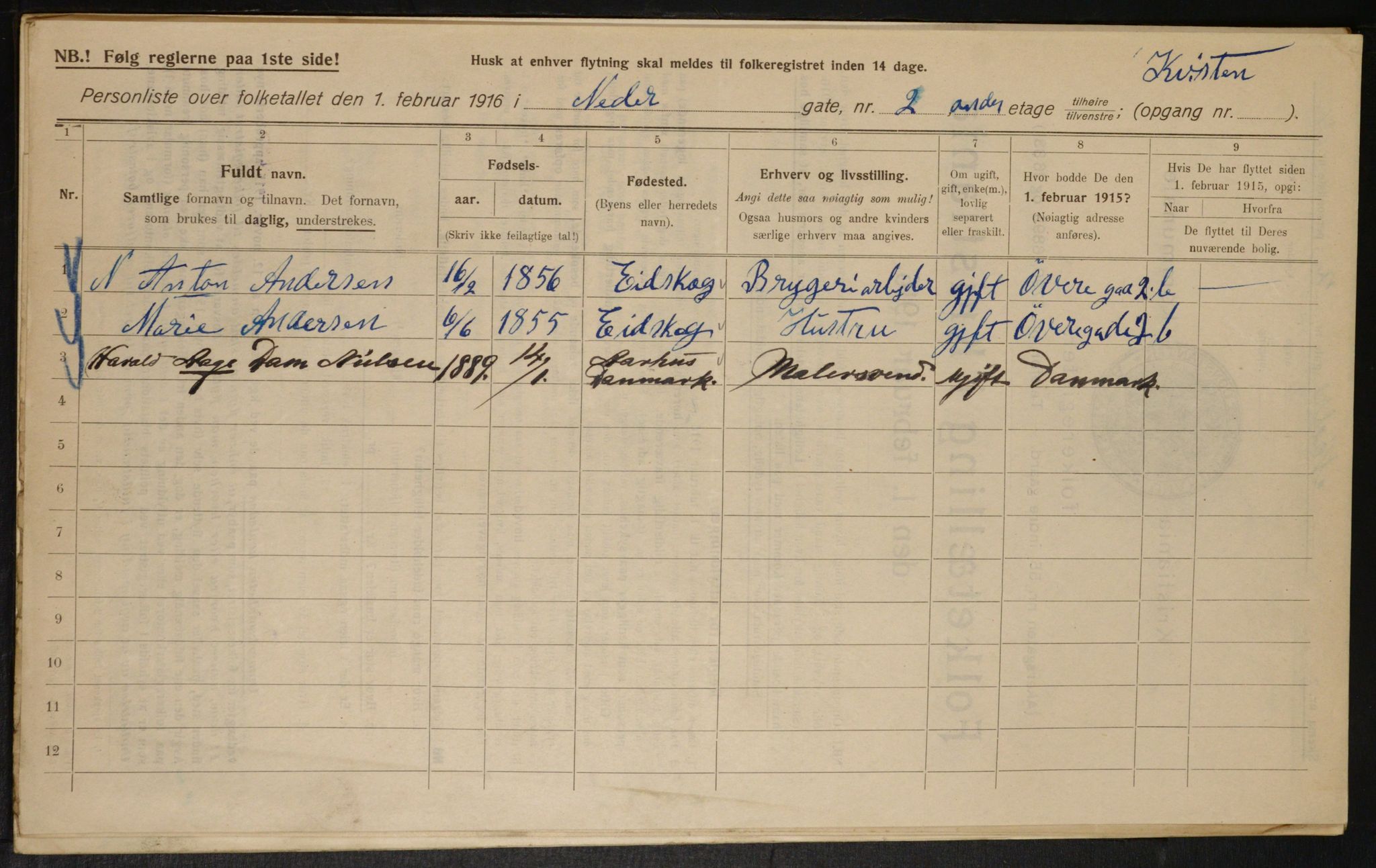 OBA, Municipal Census 1916 for Kristiania, 1916, p. 70868