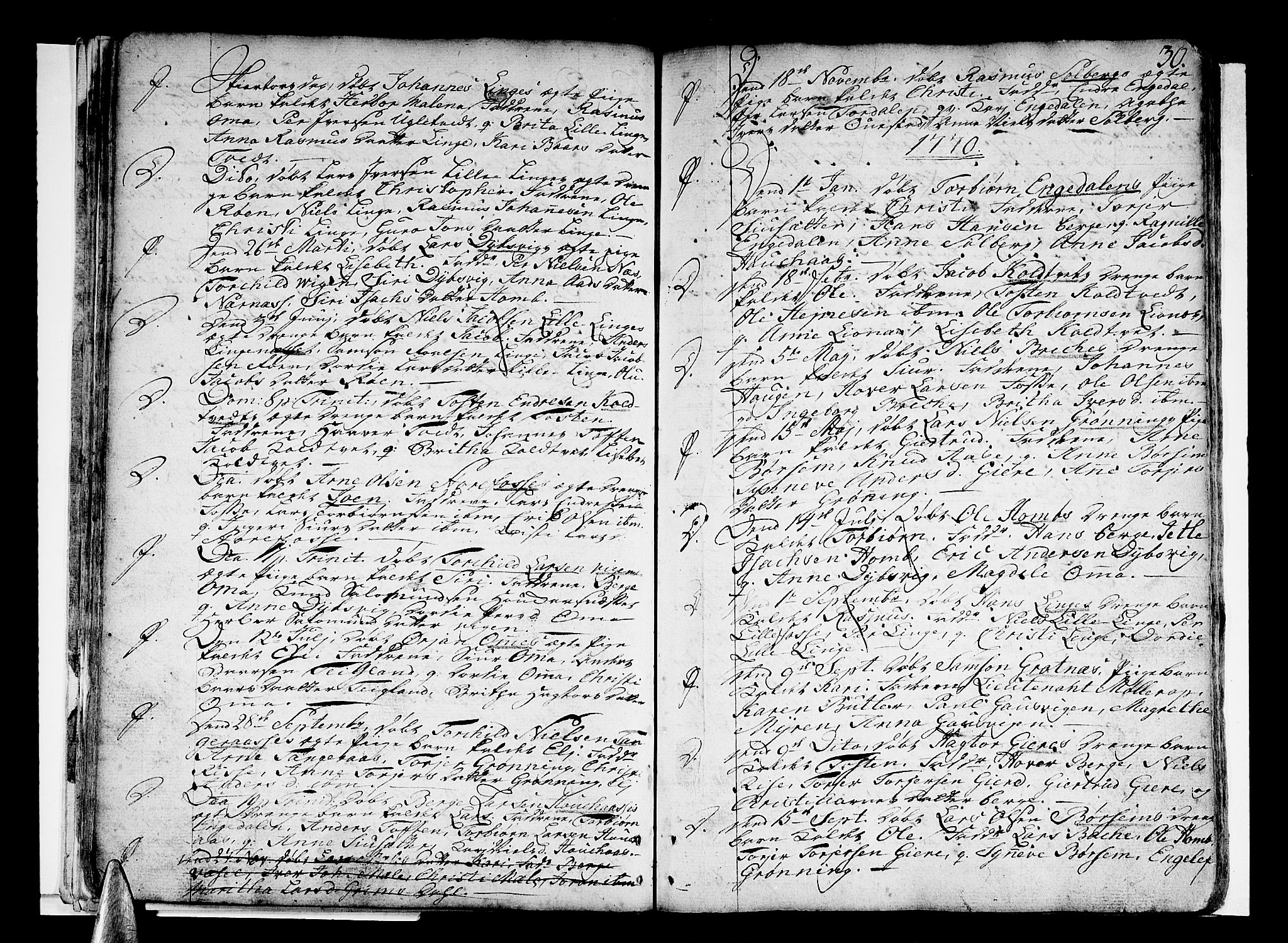 Strandebarm sokneprestembete, SAB/A-78401/H/Haa: Parish register (official) no. A 3 /1, 1750-1787, p. 30