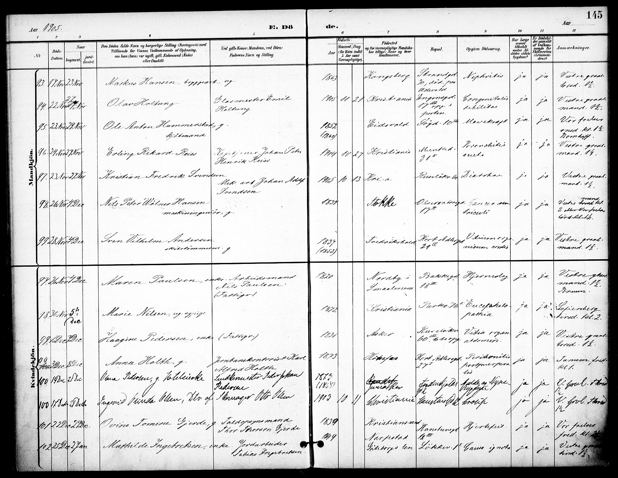 Johannes prestekontor Kirkebøker, SAO/A-10852/F/Fa/L0008: Parish register (official) no. 8, 1897-1917, p. 145