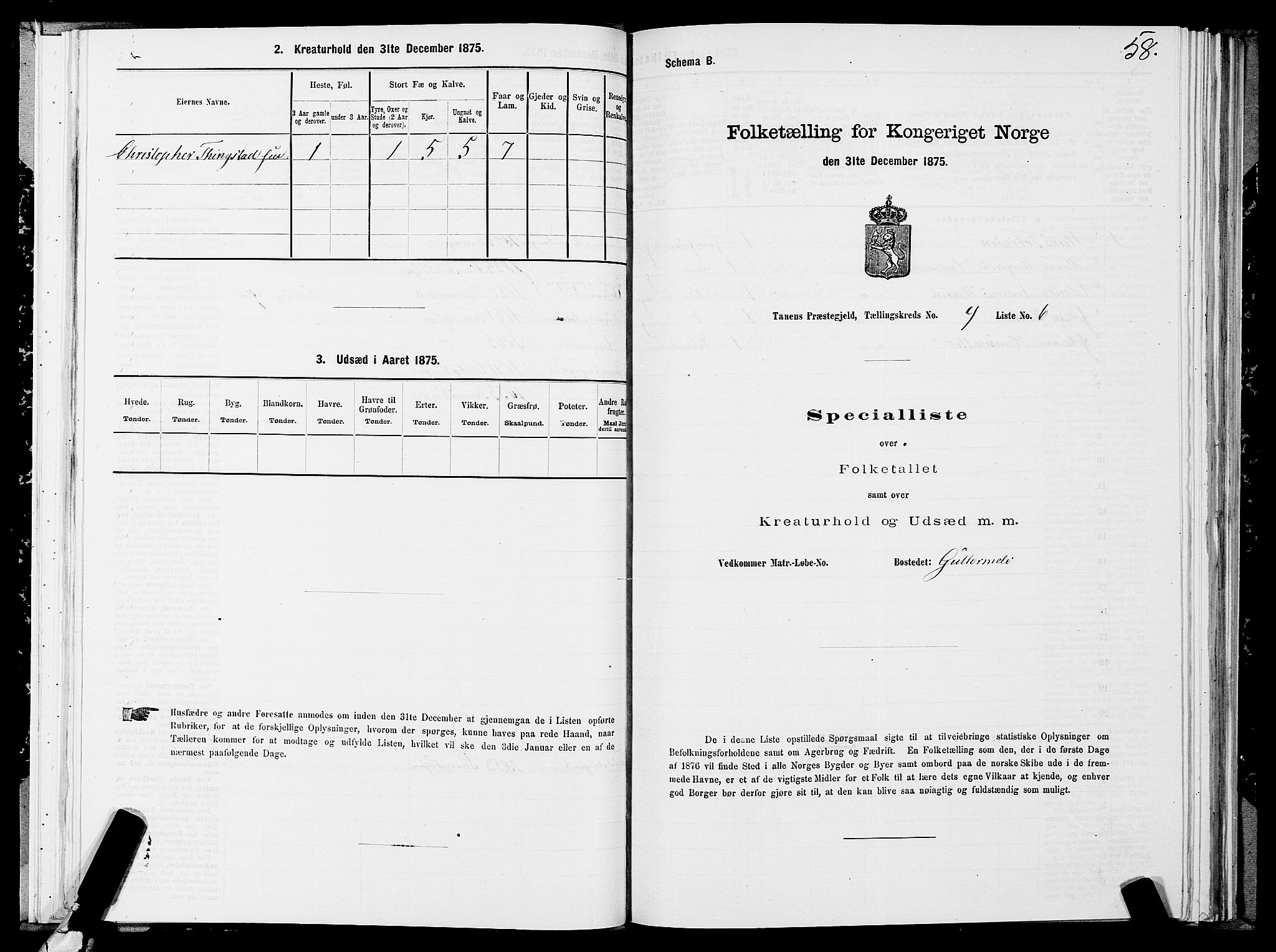 SATØ, 1875 census for 2025P Tana, 1875, p. 3058