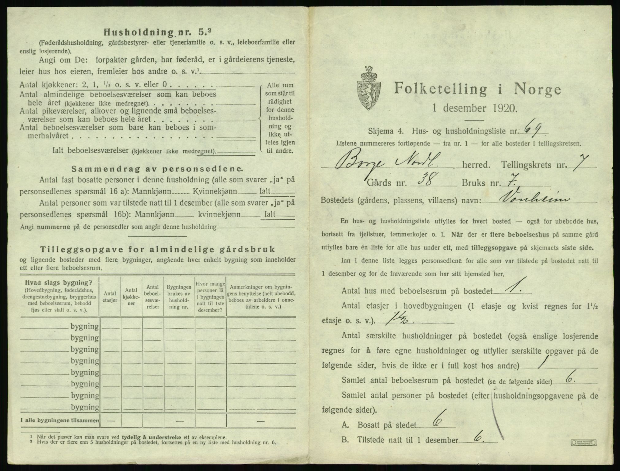 SAT, 1920 census for Borge, 1920, p. 919