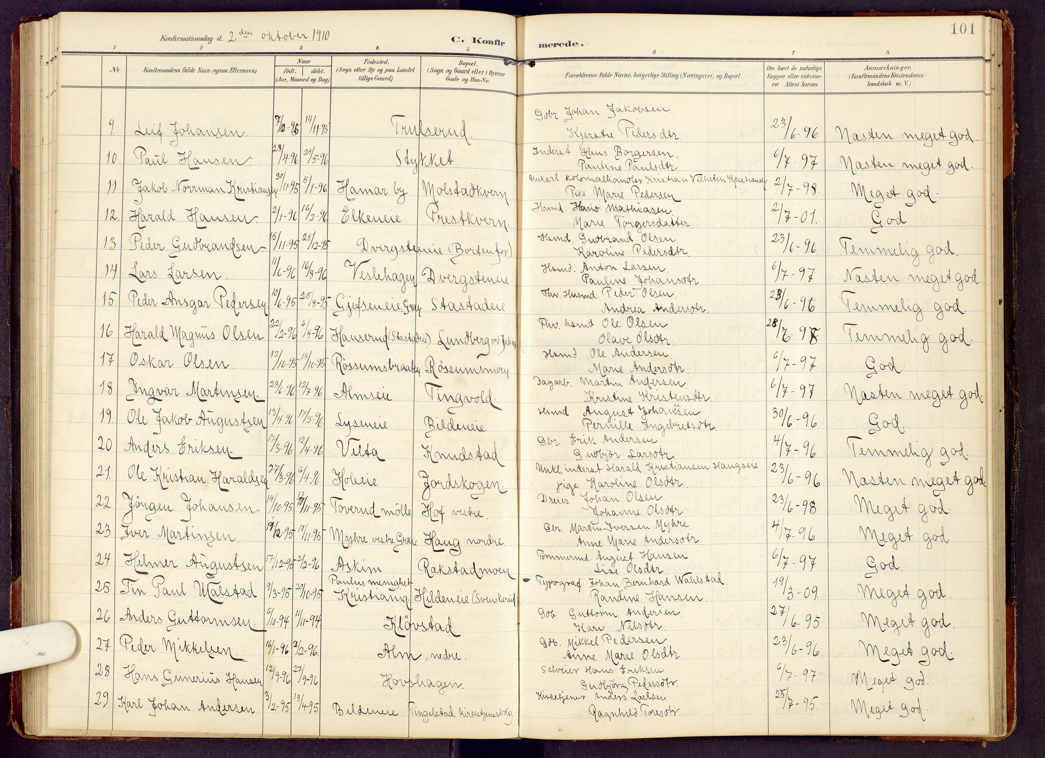 Brandbu prestekontor, SAH/PREST-114/H/Ha/Hab/L0009: Parish register (copy) no. 9, 1903-1916, p. 101