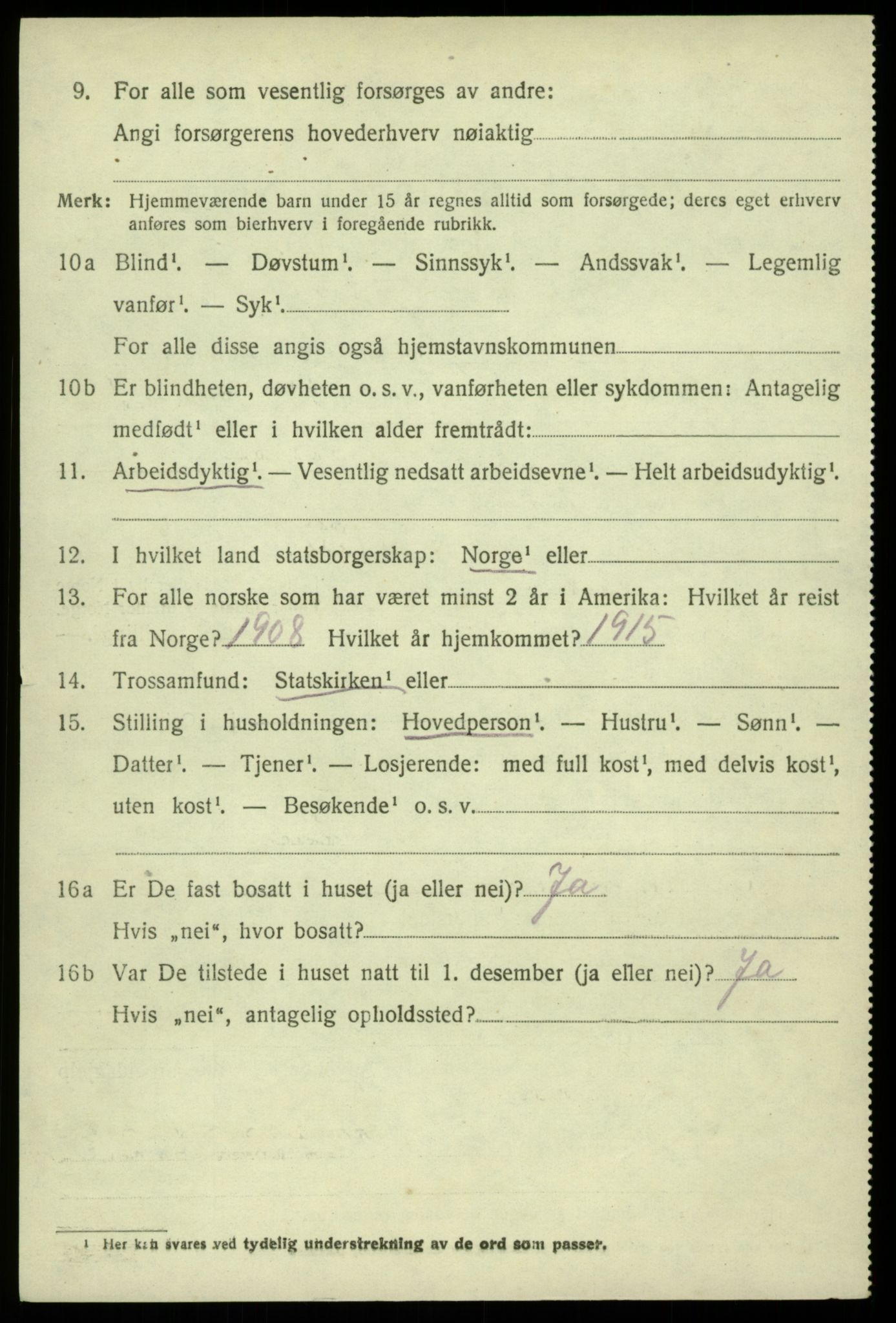 SAB, 1920 census for Sund, 1920, p. 5308