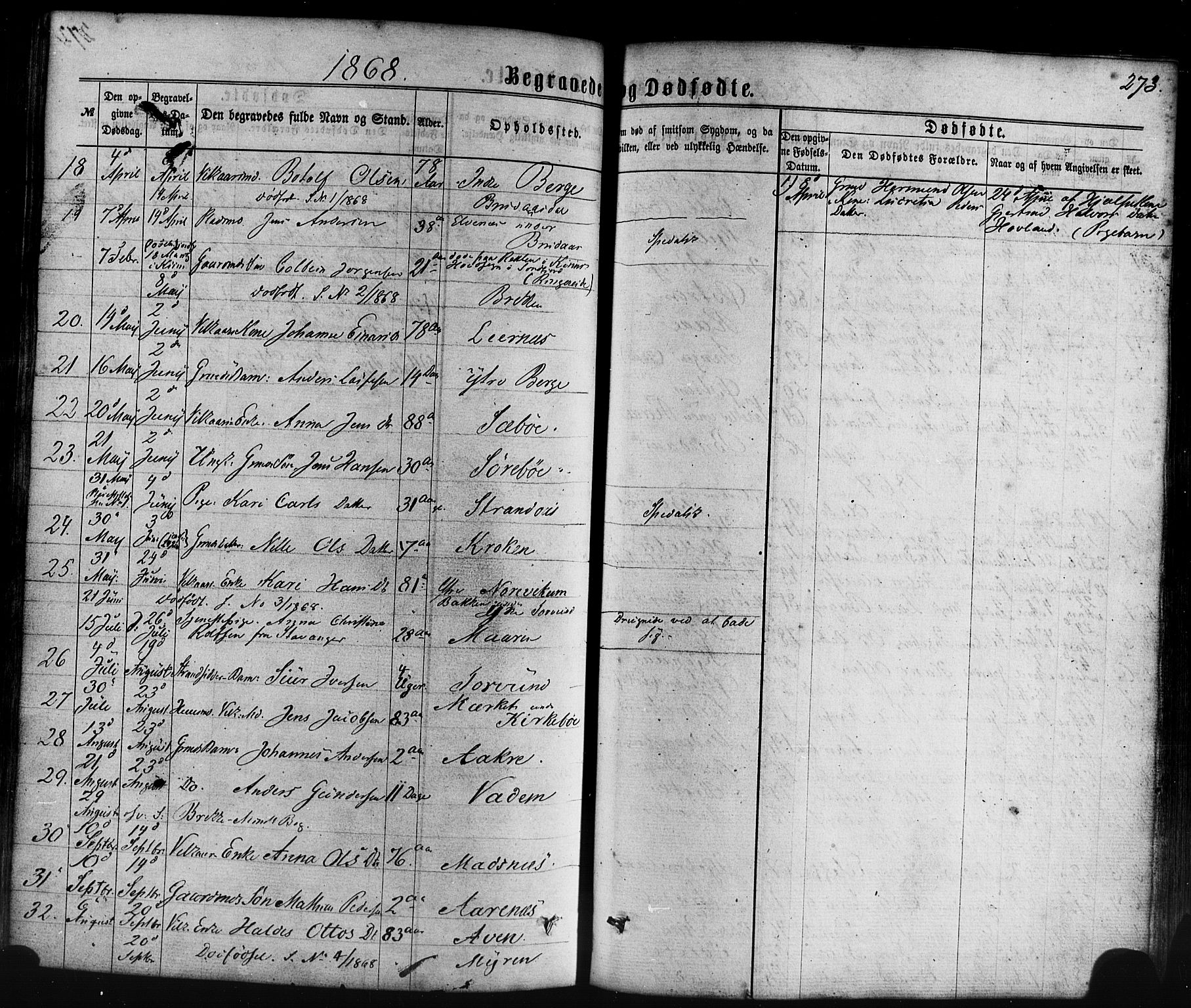 Lavik sokneprestembete, SAB/A-80901: Parish register (official) no. A 4, 1864-1881, p. 273