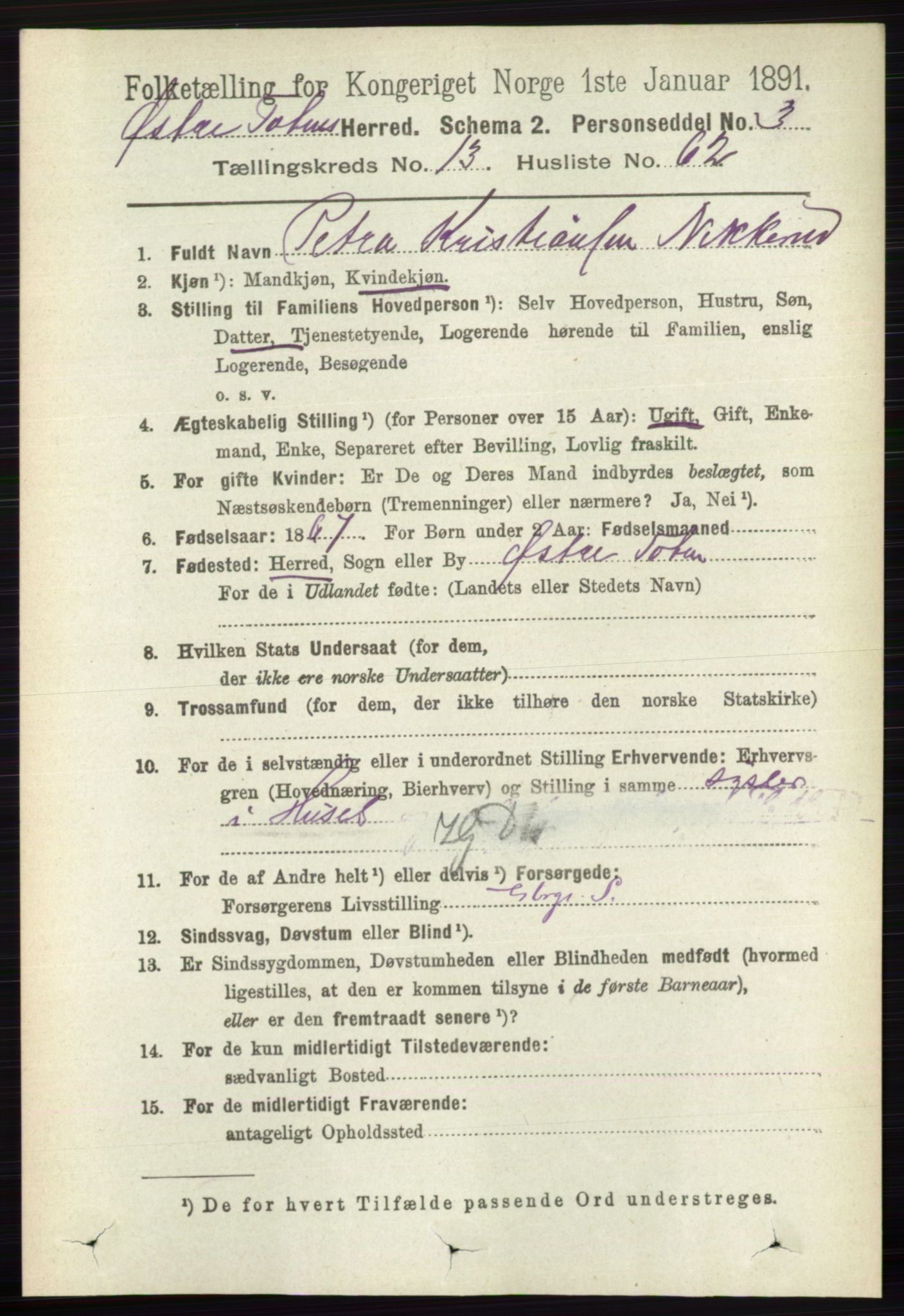 RA, 1891 census for 0528 Østre Toten, 1891, p. 8754