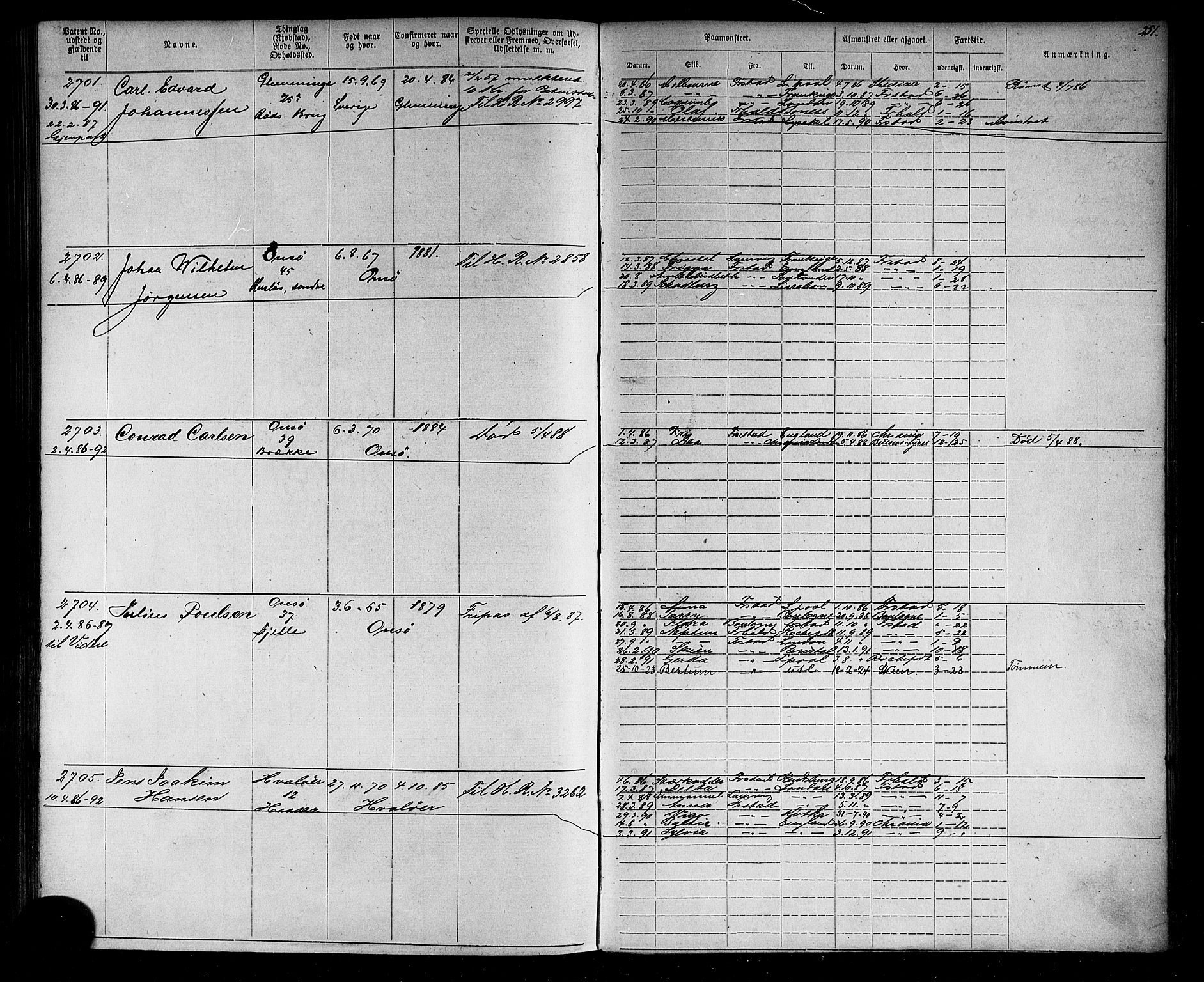 Fredrikstad mønstringskontor, AV/SAO-A-10569b/F/Fc/Fca/L0004: Annotasjonsrulle, 1885-1893, p. 258
