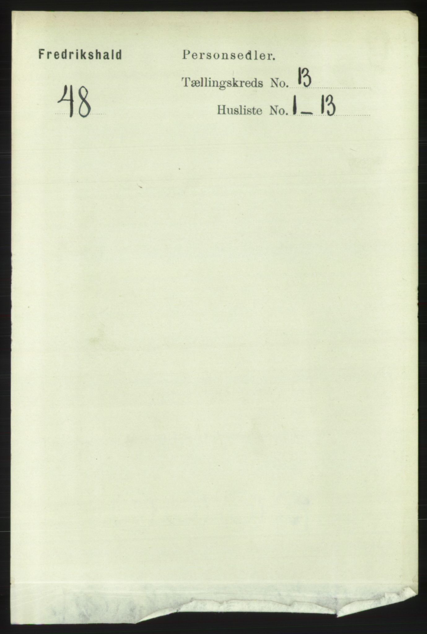 RA, 1891 census for 0101 Fredrikshald, 1891, p. 8785
