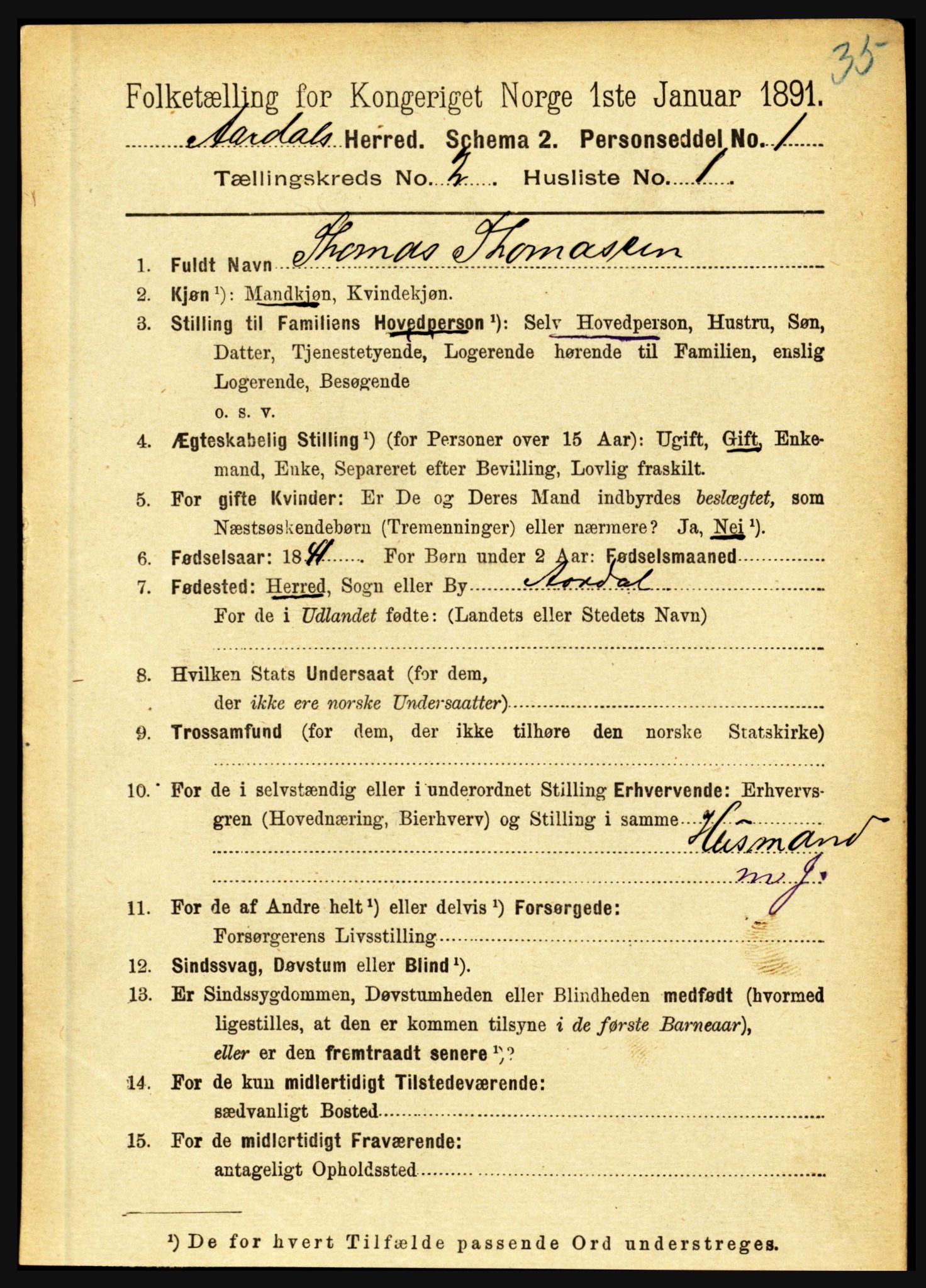 RA, 1891 census for 1424 Årdal, 1891, p. 163