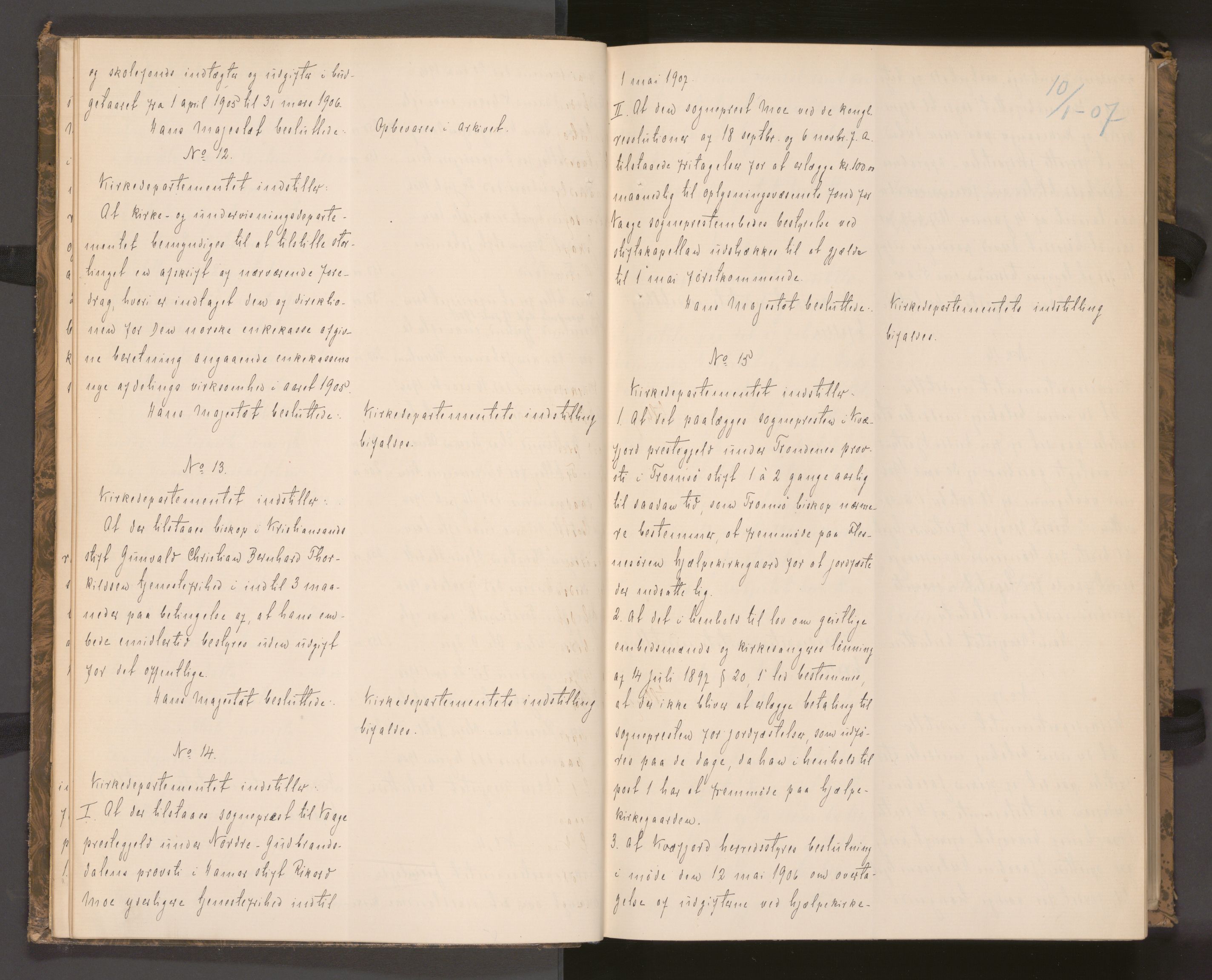 Statsrådssekretariatet, AV/RA-S-1001/A/Ac/L0006: Kgl. res. nr. 1-873, 1. kvartal, 1907