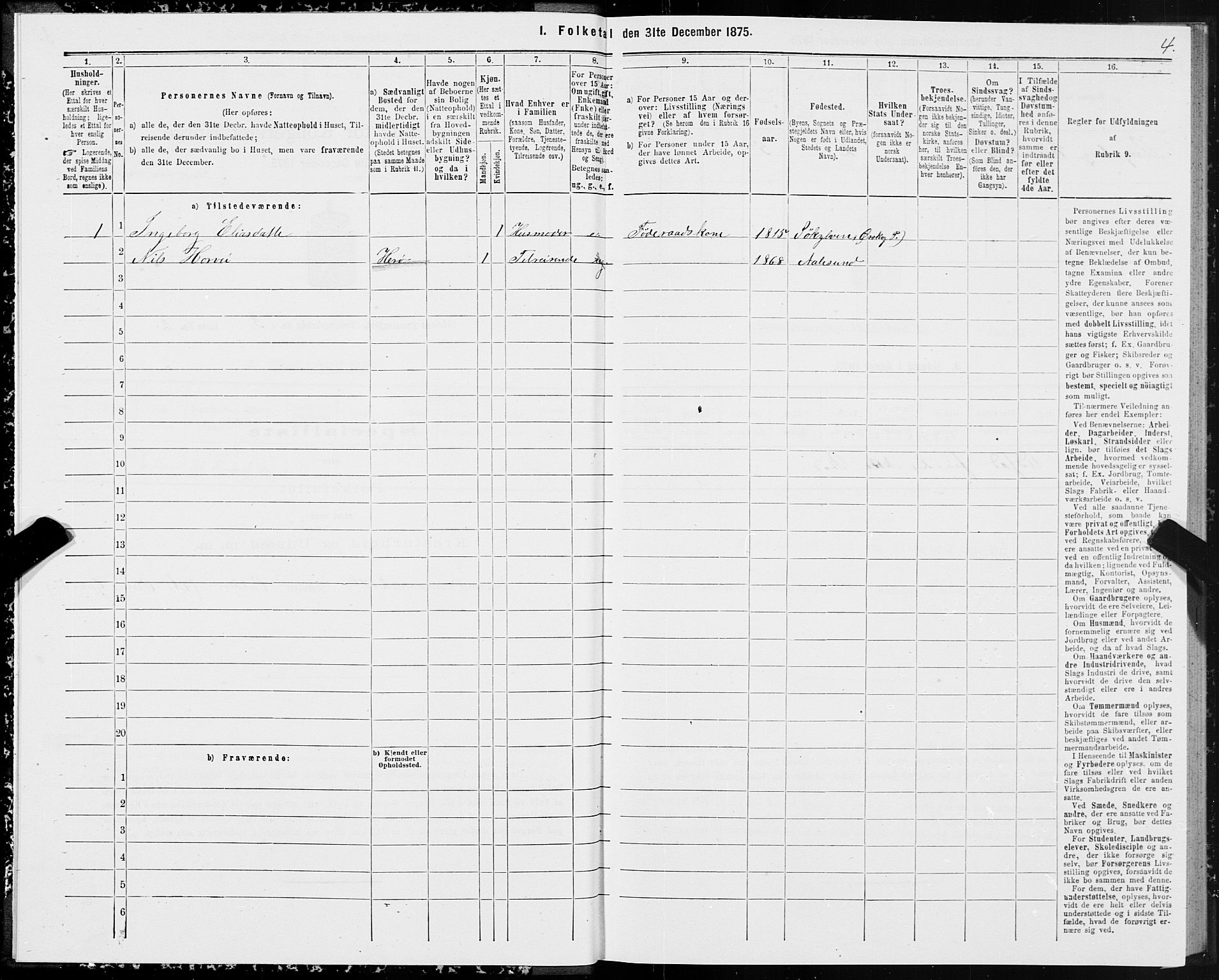 SAT, 1875 census for 1516P Ulstein, 1875, p. 2004