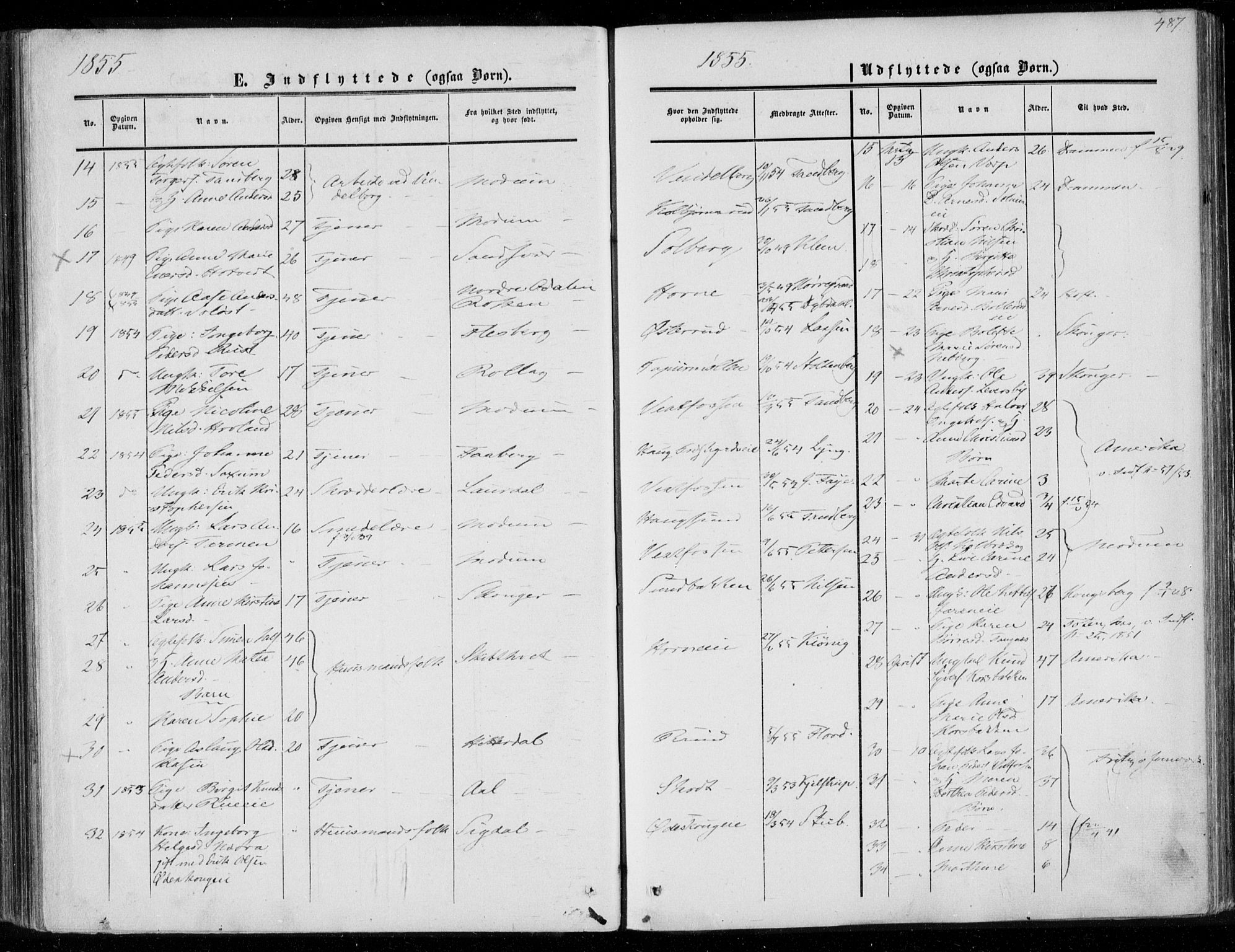 Eiker kirkebøker, AV/SAKO-A-4/F/Fa/L0015b: Parish register (official) no. I 15B, 1854-1860, p. 487